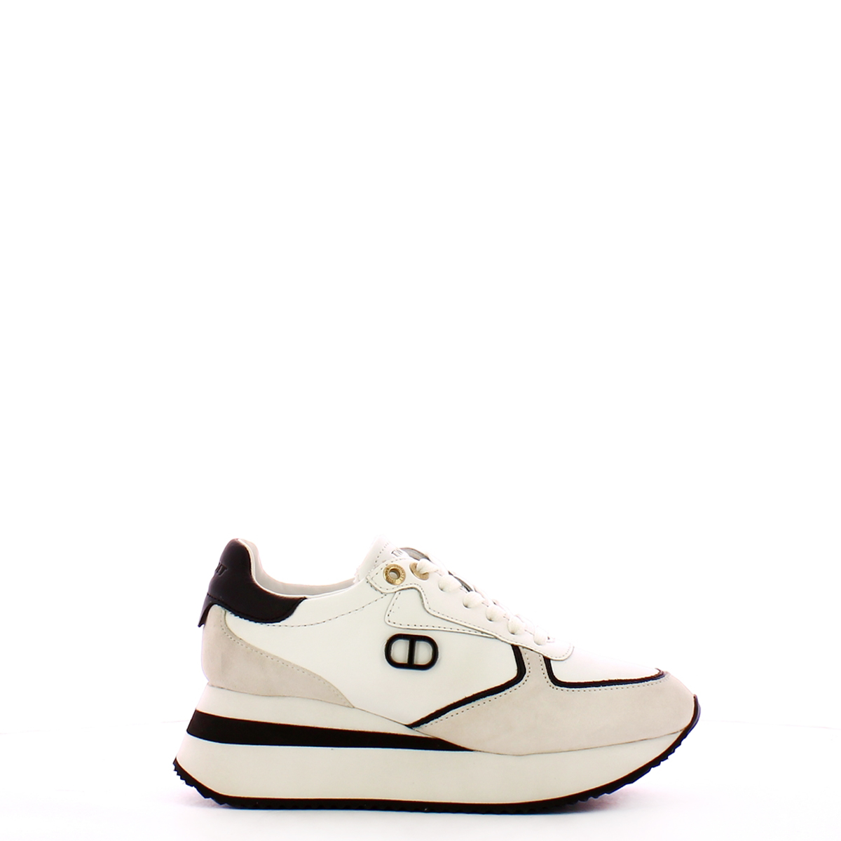 Sneakers wedge in pelle Bianco Ottico Nero