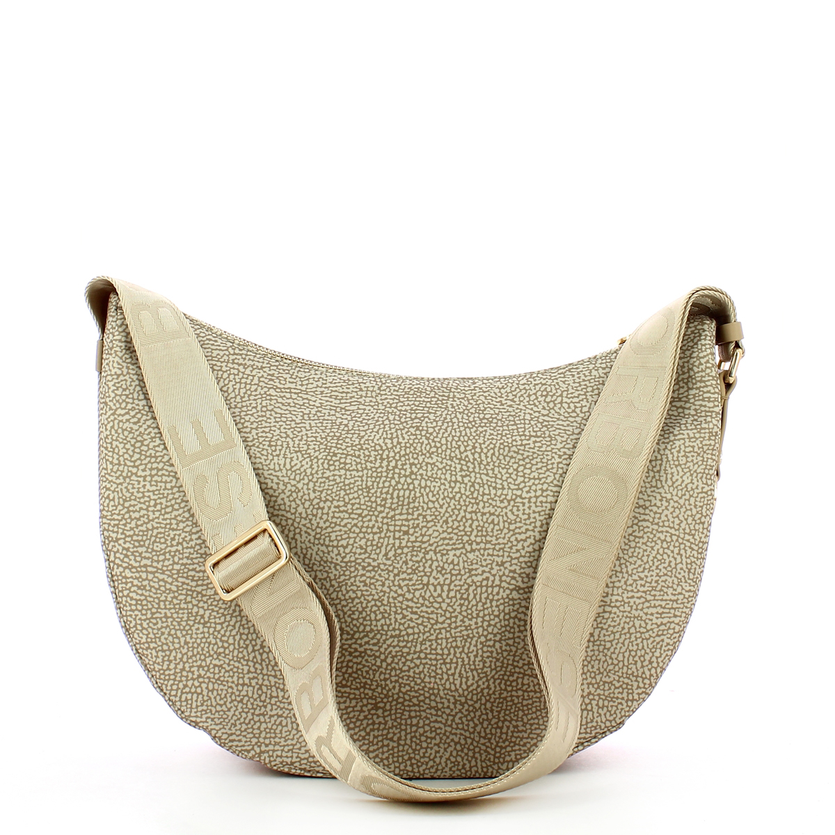 Borbonese Borsa Luna Bag Middle con taschino in Nylon Riciclato Sabbia - 3