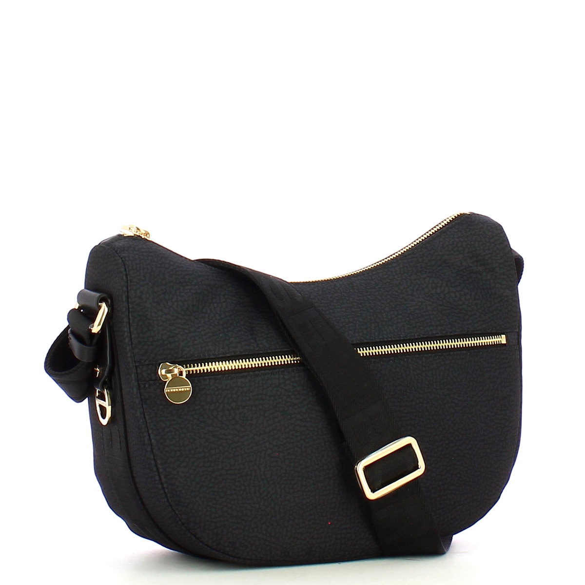 Borbonese Borsa Luna Bag Small con taschino in Nylon Riciclato Dark Black - 2 Borbonese Borsa Luna Bag Small con taschino in Nylon Riciclato Dark Black - 2