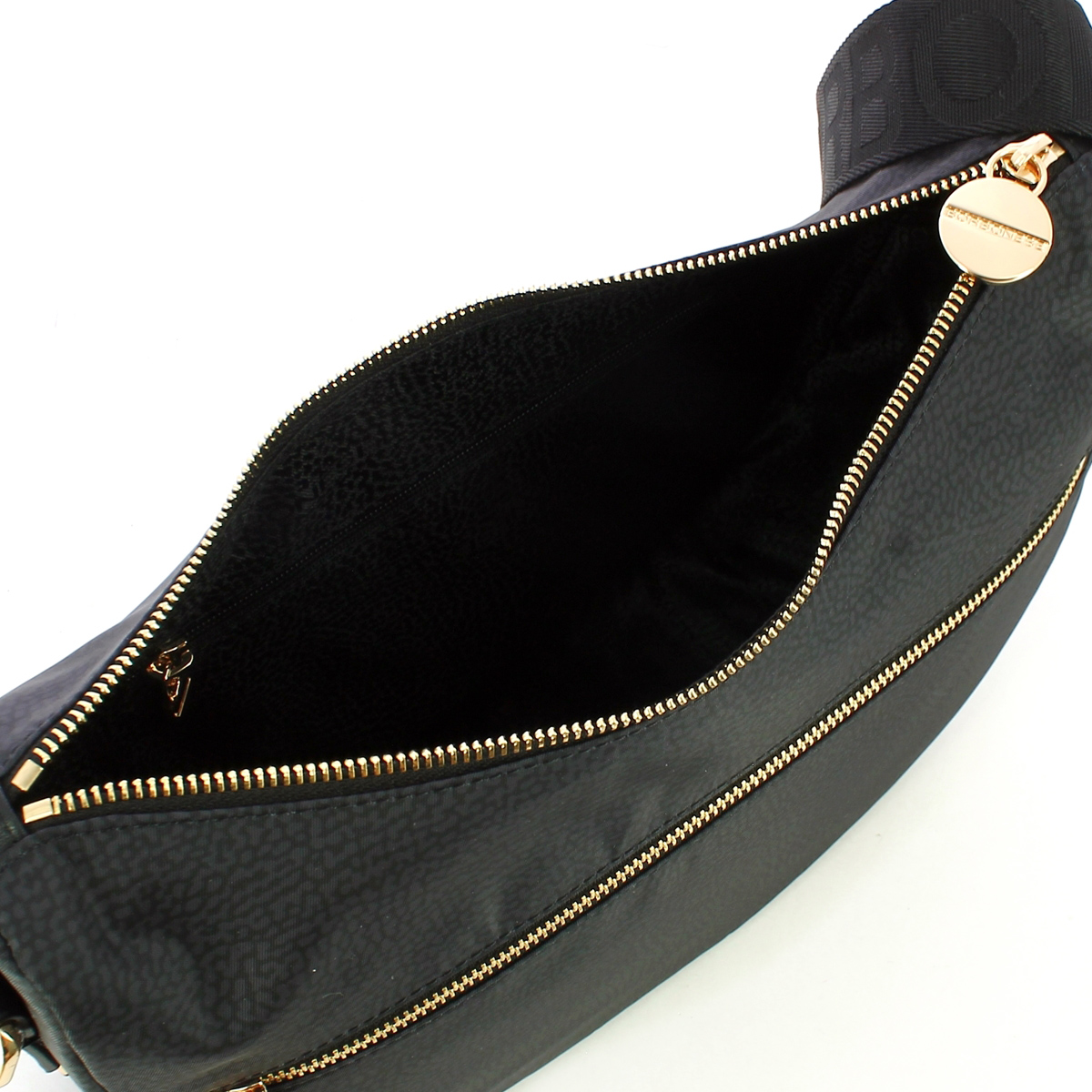Borbonese Borsa Luna Bag Small con taschino in Nylon Riciclato Dark Black - 4 Borbonese Borsa Luna Bag Small con taschino in Nylon Riciclato Dark Black - 4