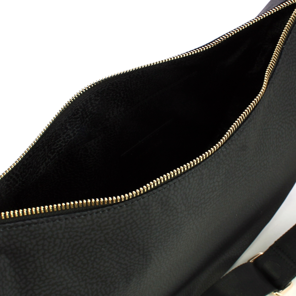 Borbonese Borsa Luna Bag Middle con taschino in Nylon Riciclato Dark Black - 4