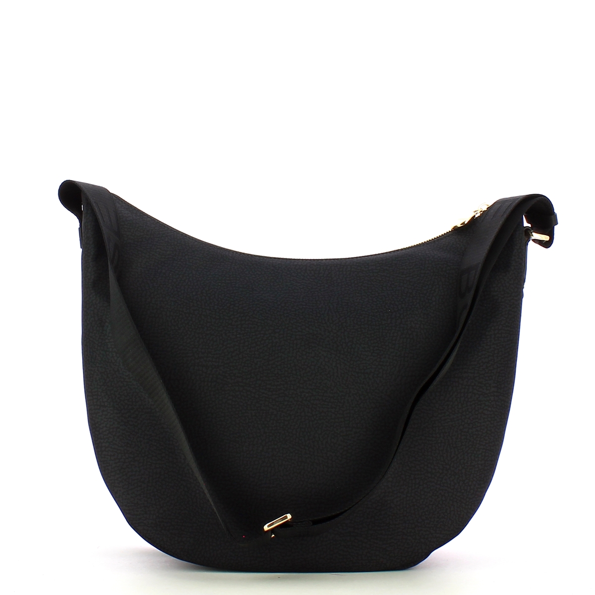 Borbonese Borsa Luna Bag Medium con taschino in Nylon Riciclato Dark Black - 3