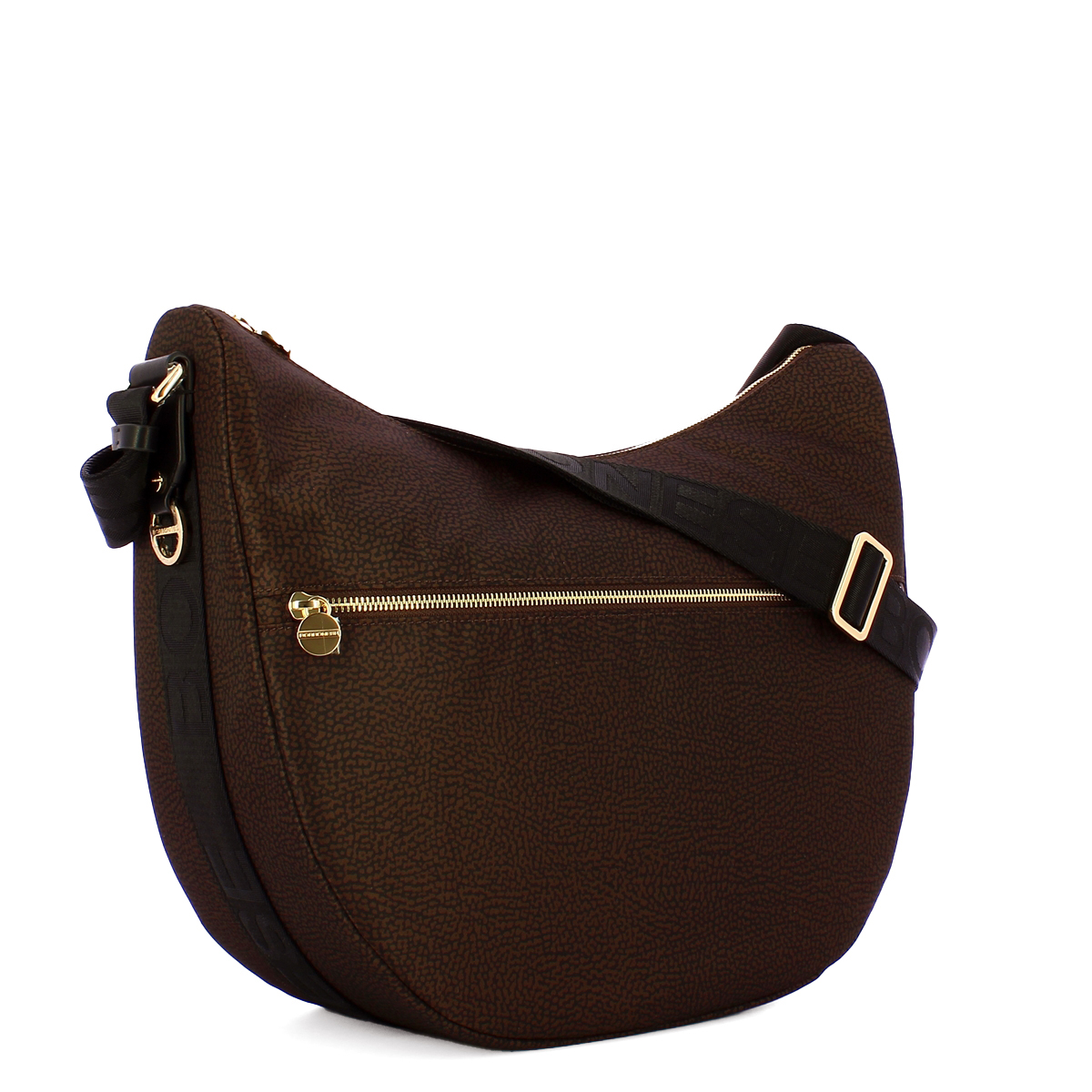 Borbonese Borsa Luna Bag Medium con taschino in Nylon Riciclato Testa Moro Nero - 2