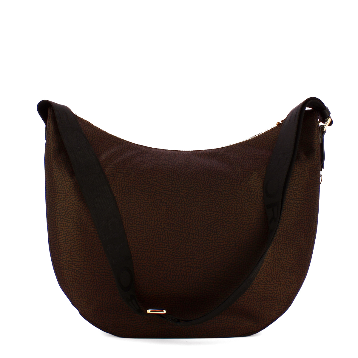 Borbonese Borsa Luna Bag Medium con taschino in Nylon Riciclato Testa Moro Nero - 3