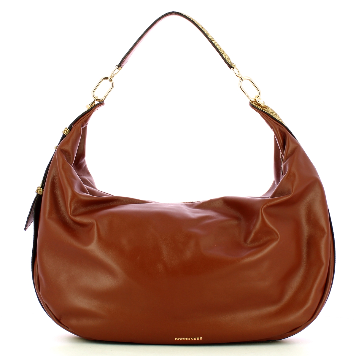 Borbonese Hobo Bag Oyster Large Cuoio OP Naturale - 3 Borbonese Hobo Bag Oyster Large Cuoio OP Naturale - 3