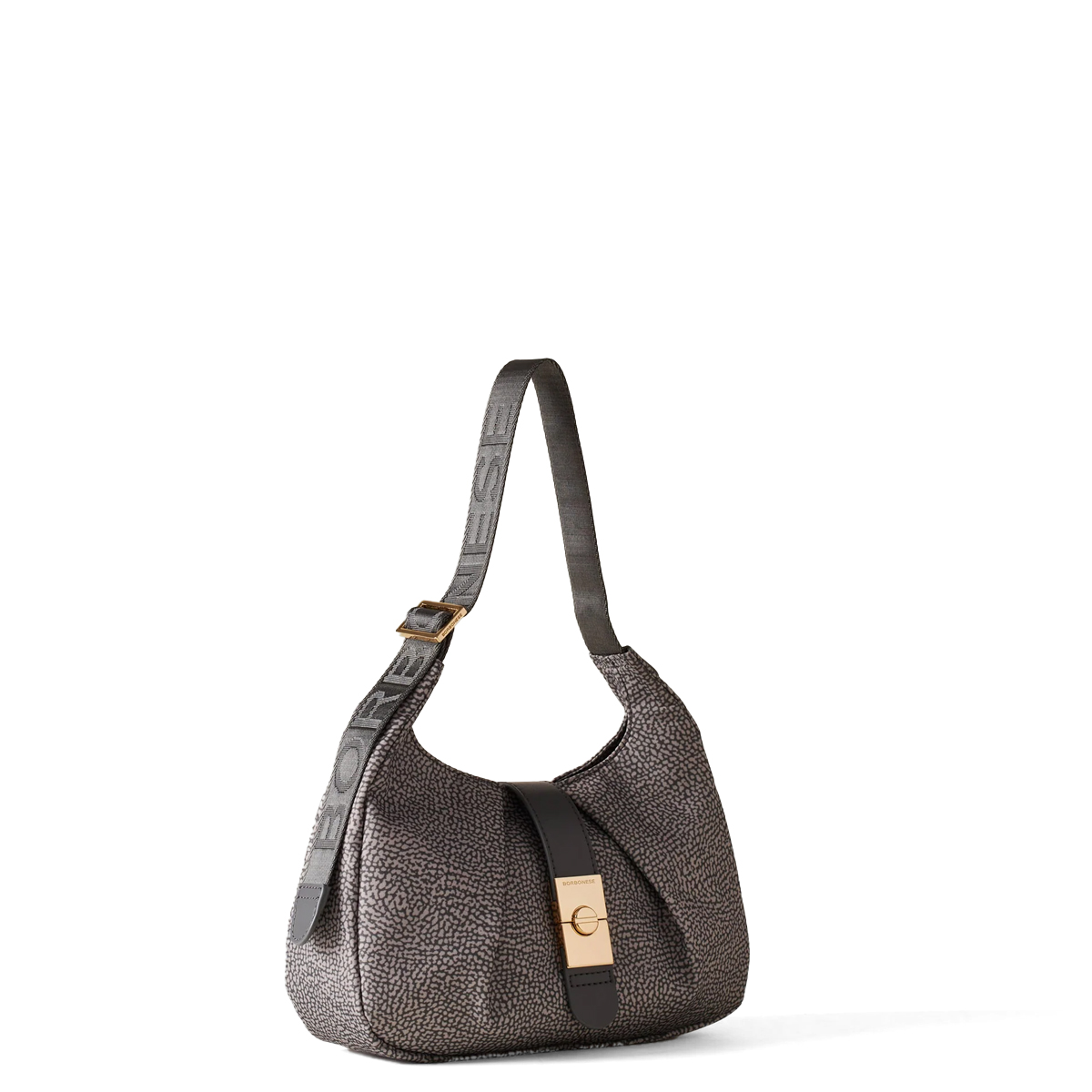 Borbonese Hobo Bag Cortina Small Clay Grey - 2