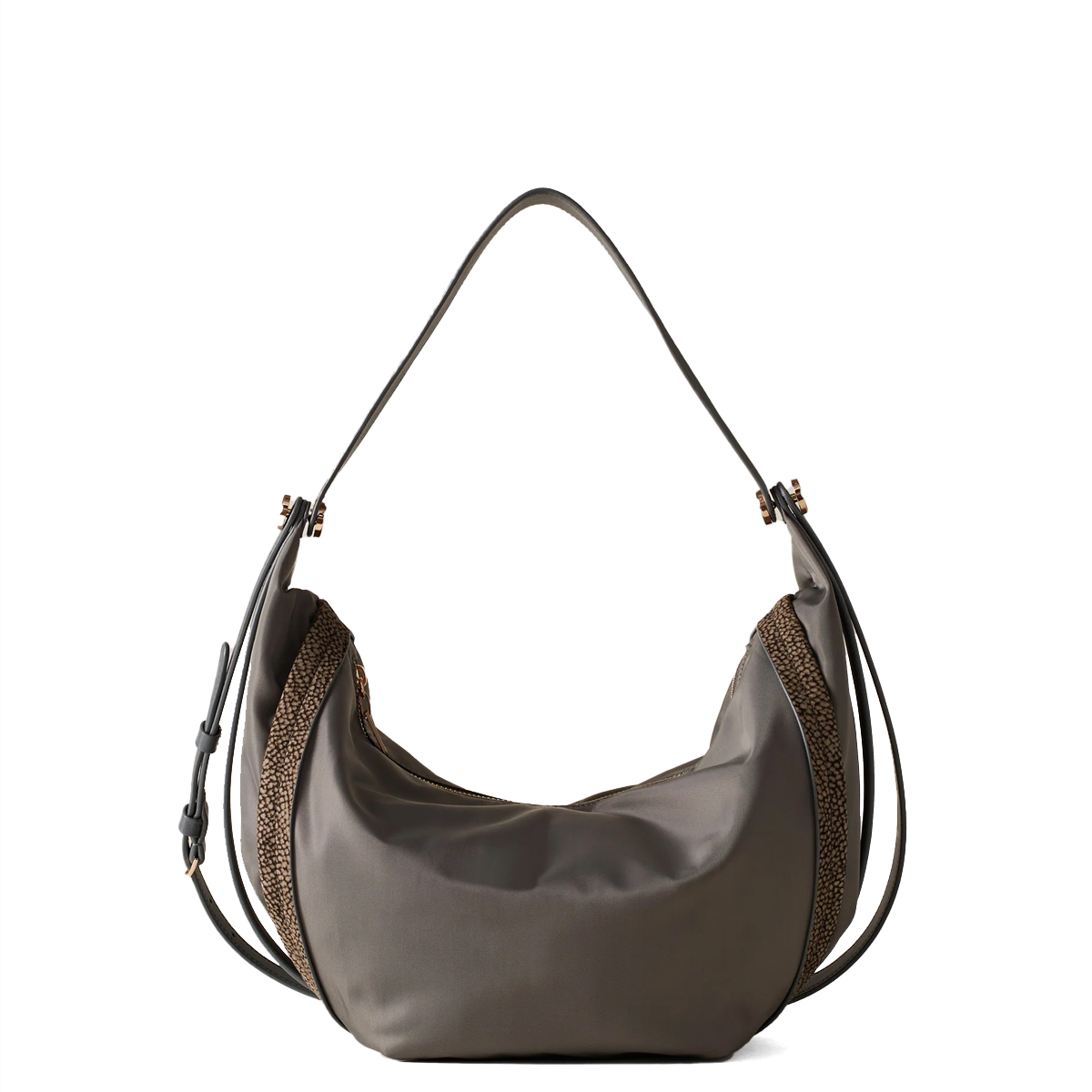 Borbonese Hobo Bag New Orbit Medium Clay Grey - 1 Borbonese Hobo Bag New Orbit Medium Clay Grey - 1