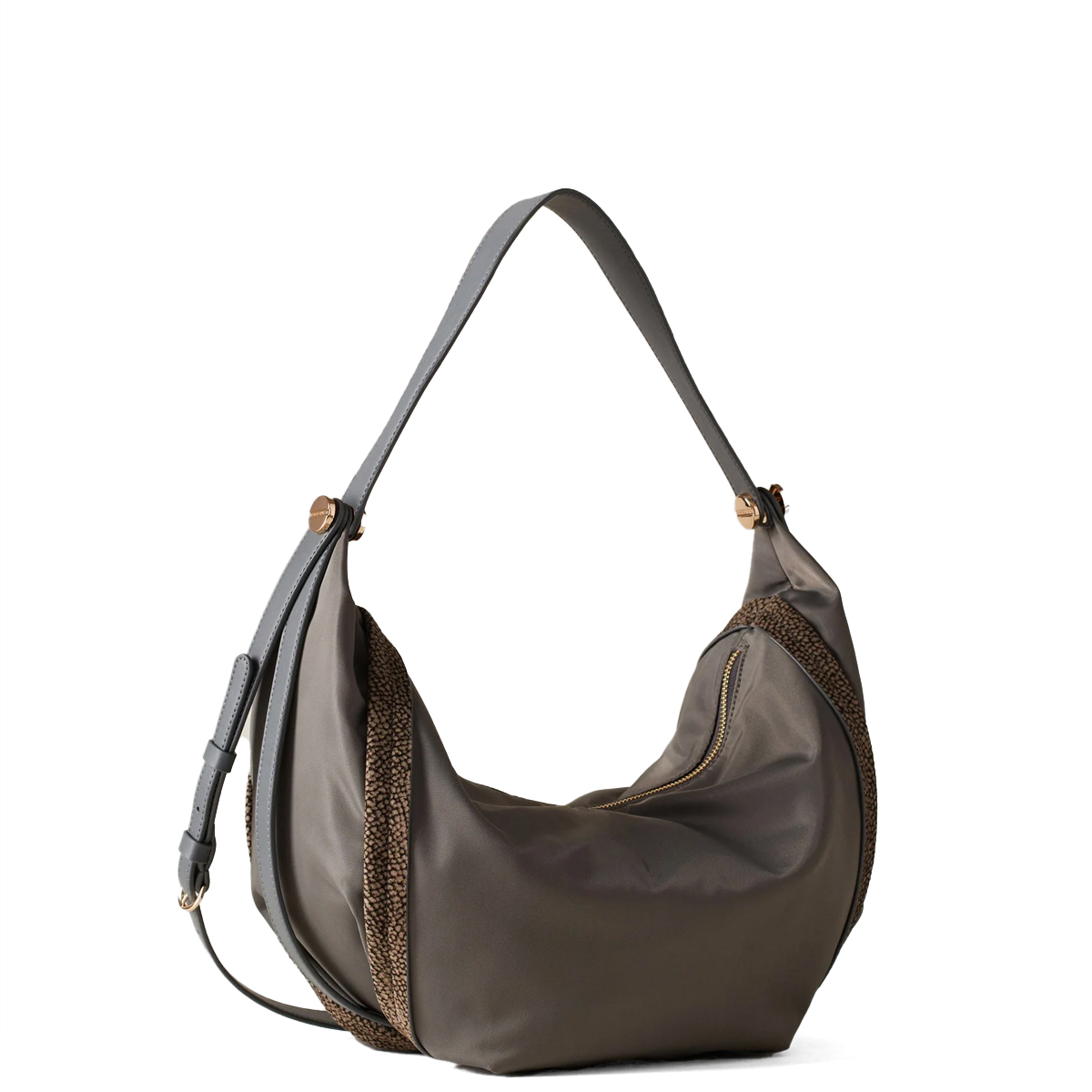 Borbonese Hobo Bag New Orbit Medium Clay Grey - 2 Borbonese Hobo Bag New Orbit Medium Clay Grey - 2