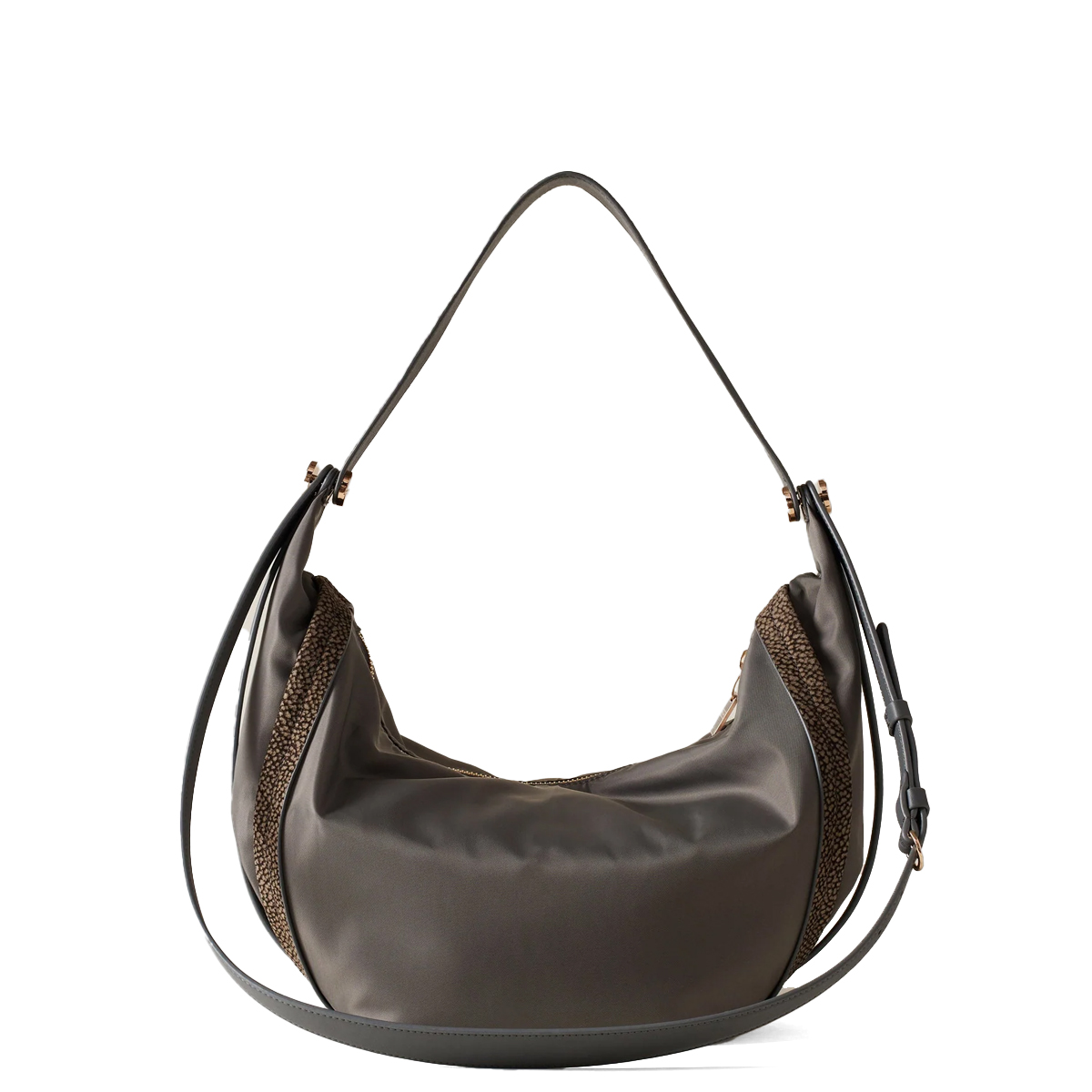 Borbonese Hobo Bag New Orbit Medium Clay Grey - 3 Borbonese Hobo Bag New Orbit Medium Clay Grey - 3