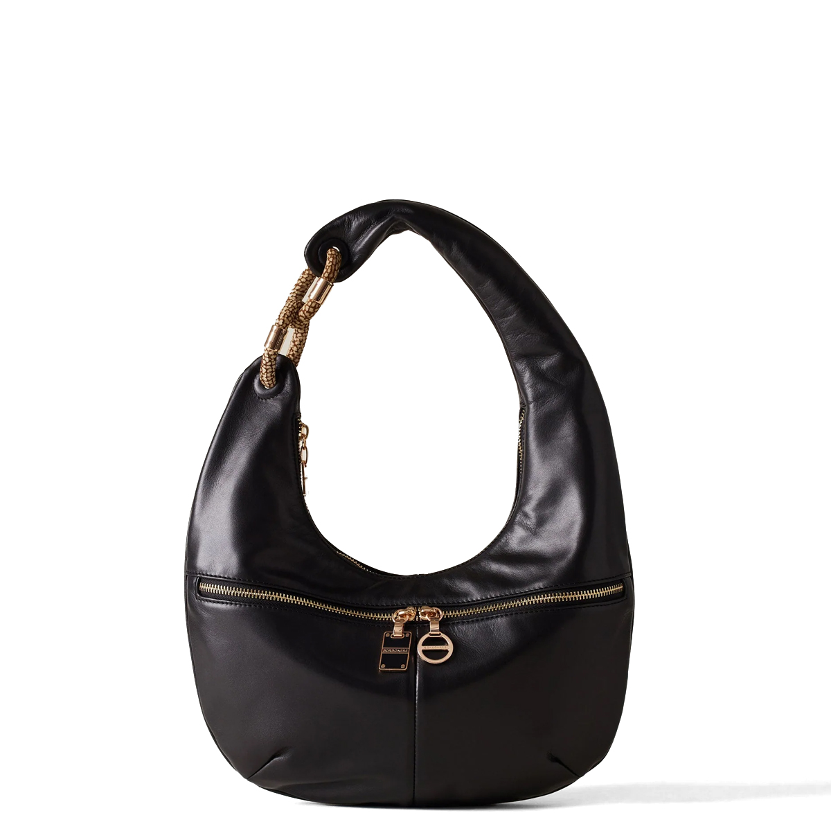 Borbonese Hobo Bag Infinite Medium Nero OP Naturale - 1 Borbonese Hobo Bag Infinite Medium Nero OP Naturale - 1