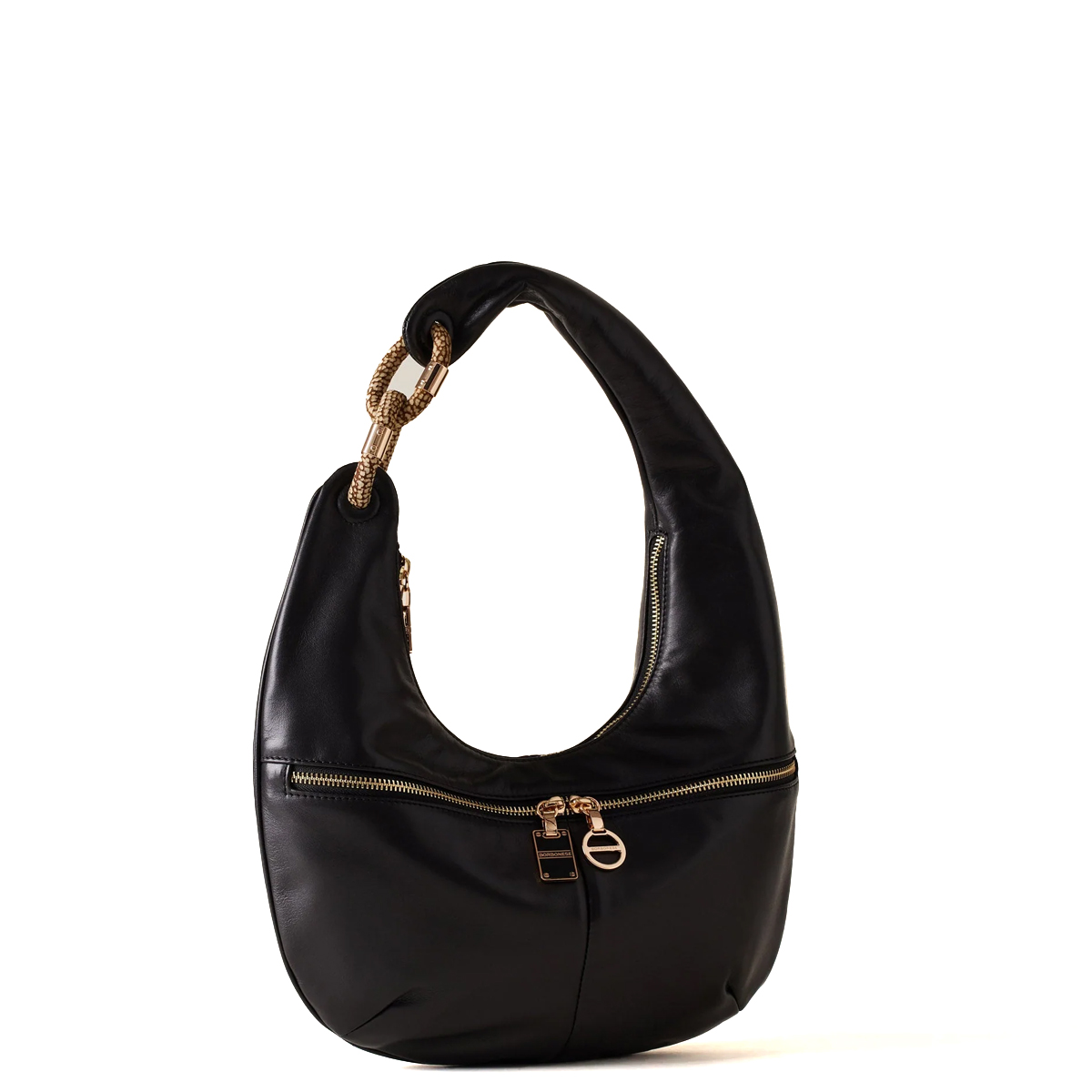 Borbonese Hobo Bag Infinite Medium Nero OP Naturale - 2 Borbonese Hobo Bag Infinite Medium Nero OP Naturale - 2