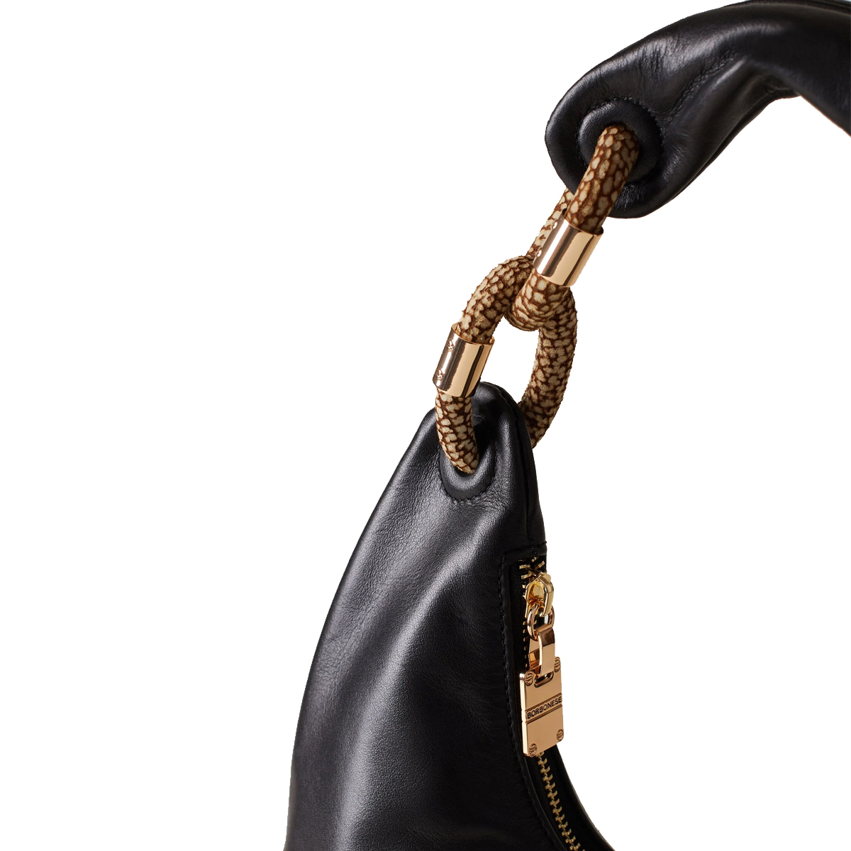 Borbonese Hobo Bag Infinite Medium Nero OP Naturale - 4 Borbonese Hobo Bag Infinite Medium Nero OP Naturale - 4