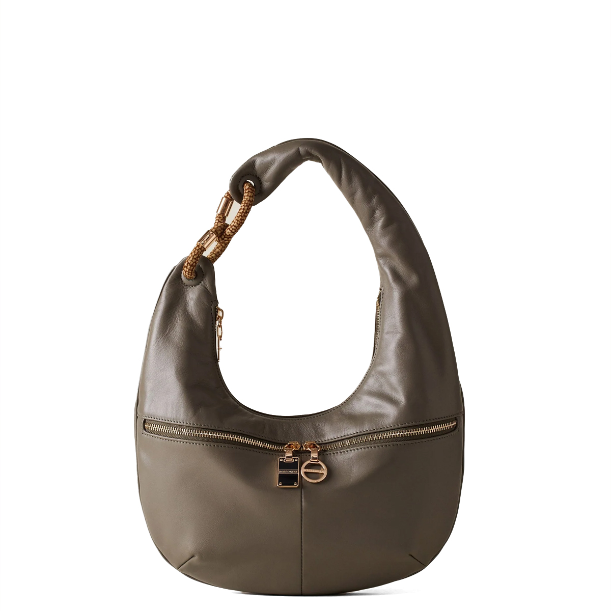 Borbonese Hobo Bag Infinite Medium Clay Grey OP Naturale - 1 Borbonese Hobo Bag Infinite Medium Clay Grey OP Naturale - 1
