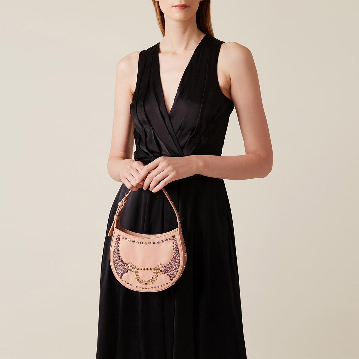 Borbonese Mini Hobo Bag 110 Swarovski Blush - 7 Borbonese Mini Hobo Bag 110 Swarovski Blush - 7