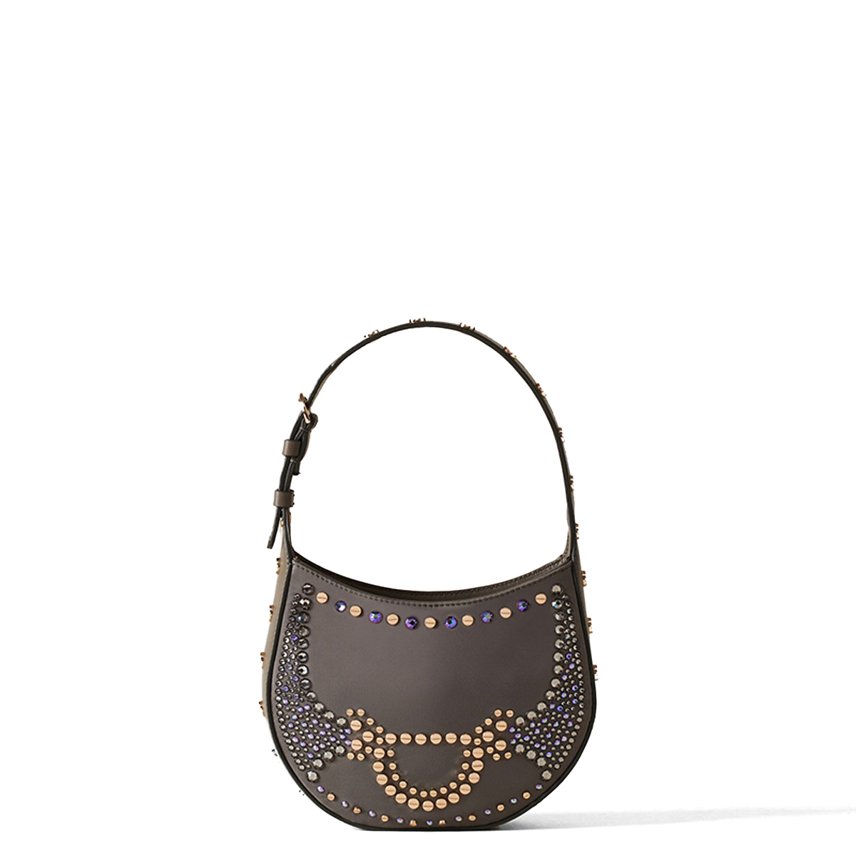 Borbonese Mini Hobo Bag 110 Swarovski Clay Grey - 1 Borbonese Mini Hobo Bag 110 Swarovski Clay Grey - 1