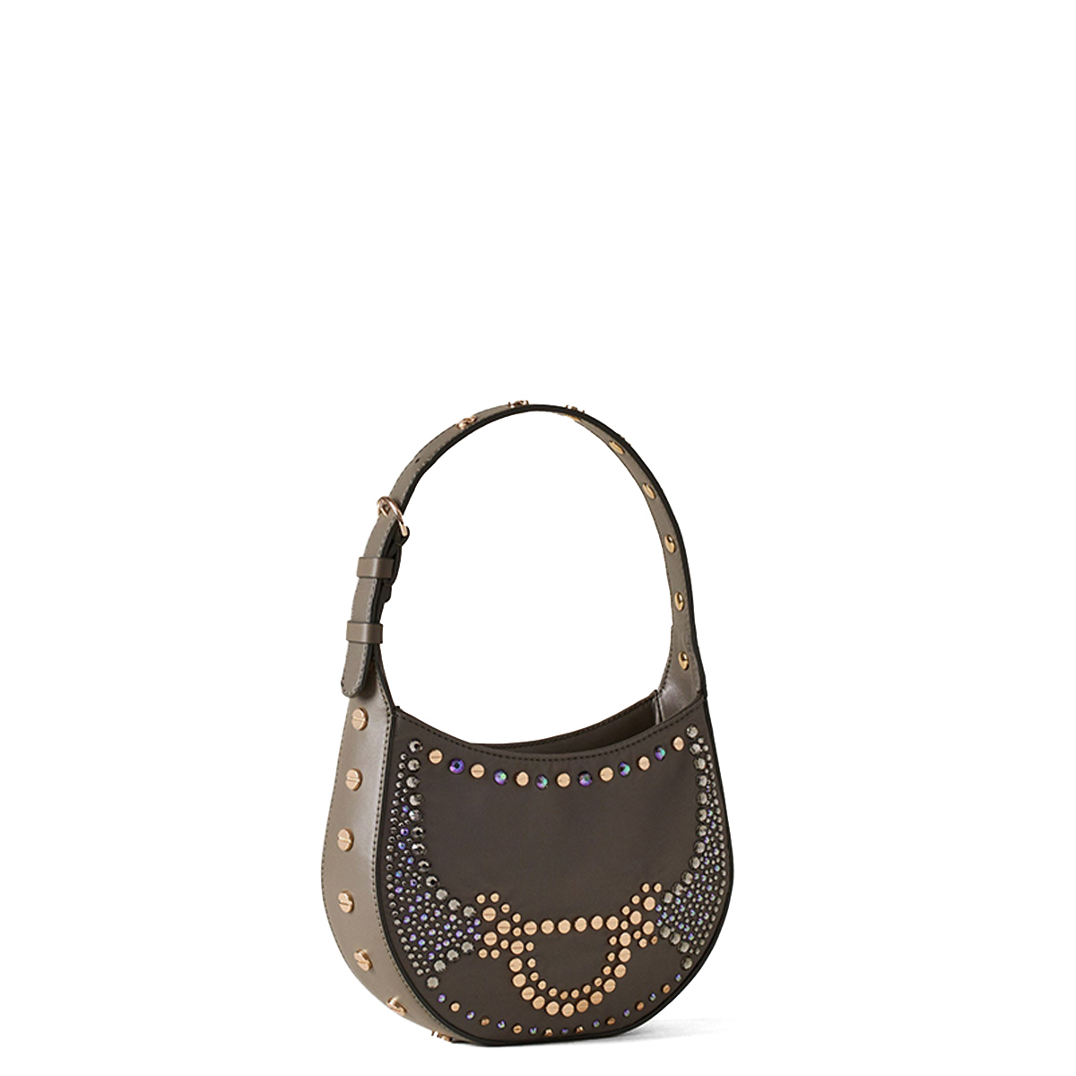 Borbonese Mini Hobo Bag 110 Swarovski Clay Grey - 2 Borbonese Mini Hobo Bag 110 Swarovski Clay Grey - 2