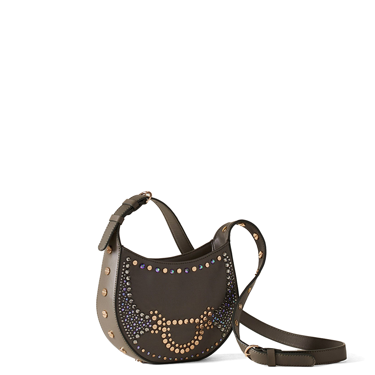 Borbonese Mini Hobo Bag 110 Swarovski Clay Grey - 4 Borbonese Mini Hobo Bag 110 Swarovski Clay Grey - 4