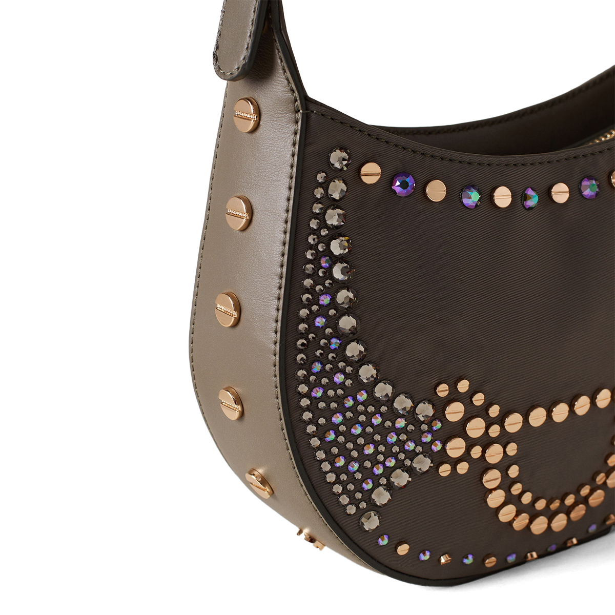 Borbonese Mini Hobo Bag 110 Swarovski Clay Grey - 5 Borbonese Mini Hobo Bag 110 Swarovski Clay Grey - 5
