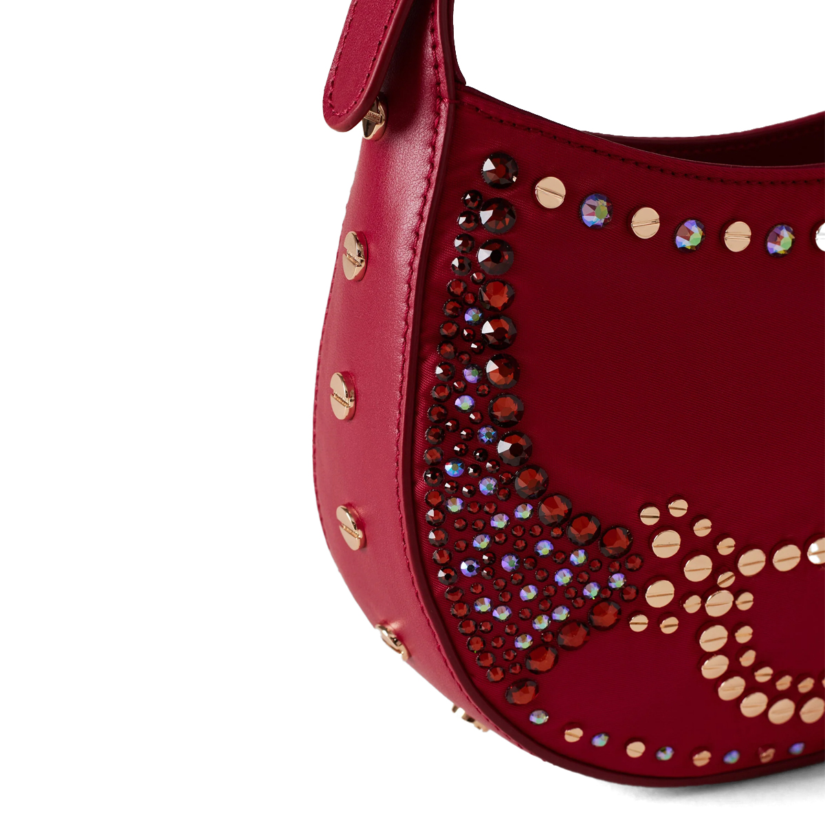 Borbonese Mini Hobo Bag 110 Swarovski Borgogna - 4 Borbonese Mini Hobo Bag 110 Swarovski Borgogna - 4