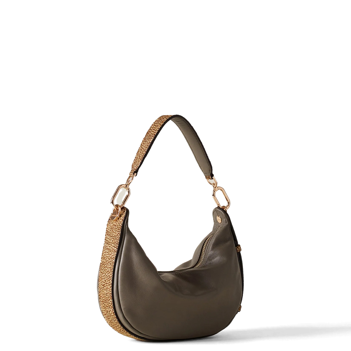 Borbonese Hobo Bag Oyster Small Clay Grey OP Naturale - 2 Borbonese Hobo Bag Oyster Small Clay Grey OP Naturale - 2