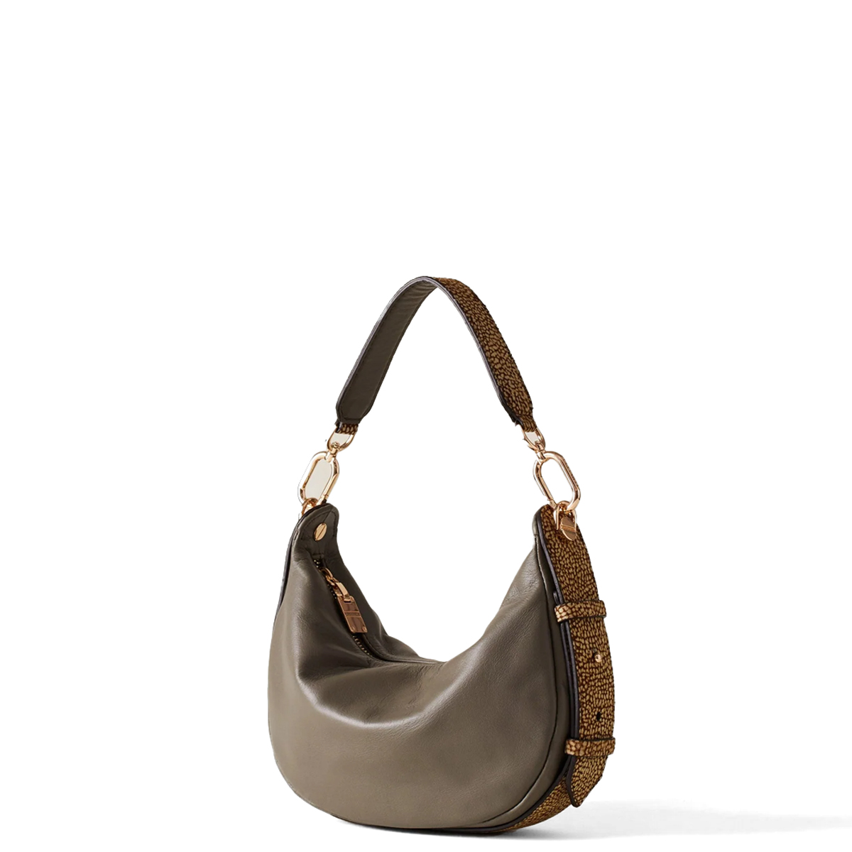 Borbonese Hobo Bag Oyster Small Clay Grey OP Naturale - 3 Borbonese Hobo Bag Oyster Small Clay Grey OP Naturale - 3
