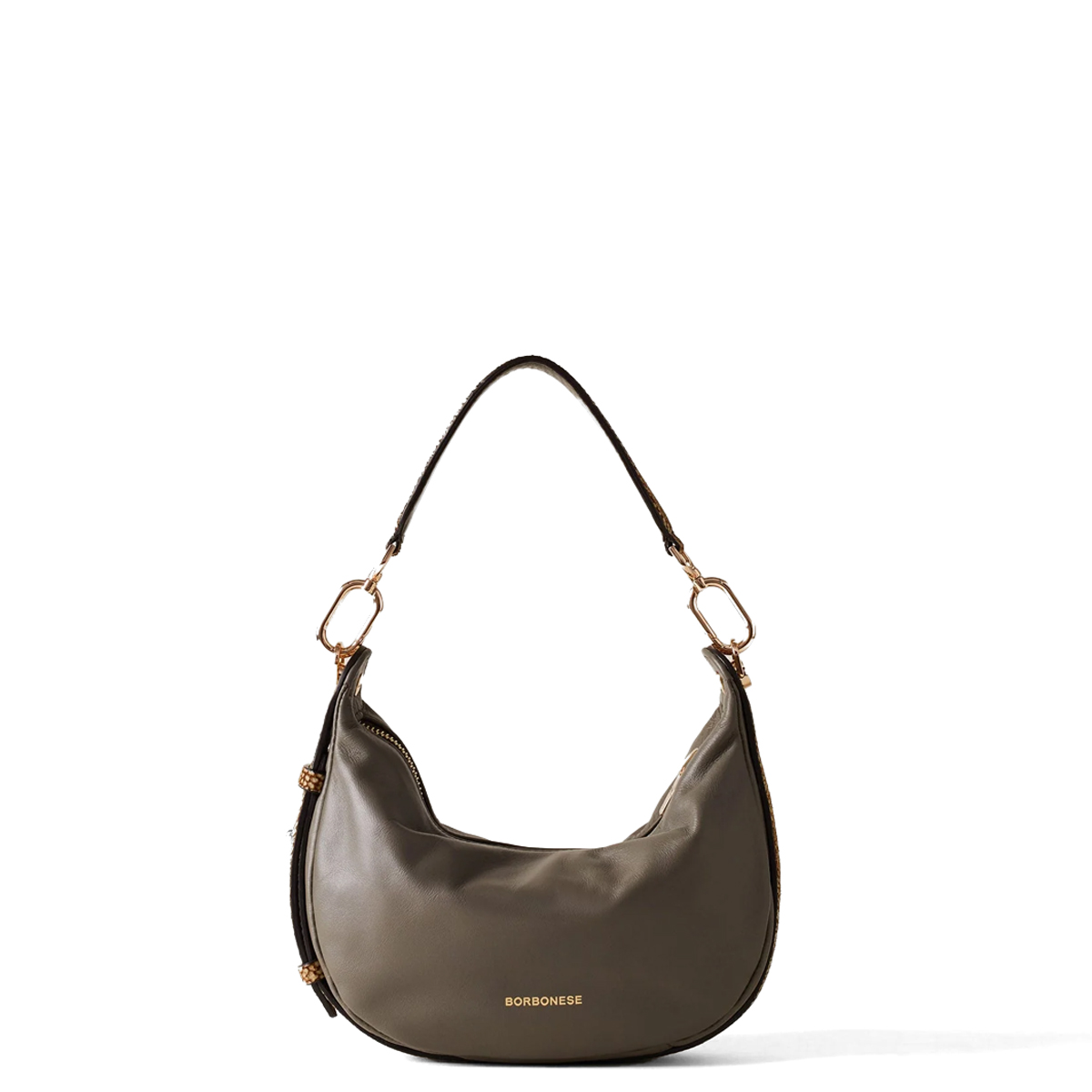 Borbonese Hobo Bag Oyster Small Clay Grey OP Naturale - 4 Borbonese Hobo Bag Oyster Small Clay Grey OP Naturale - 4