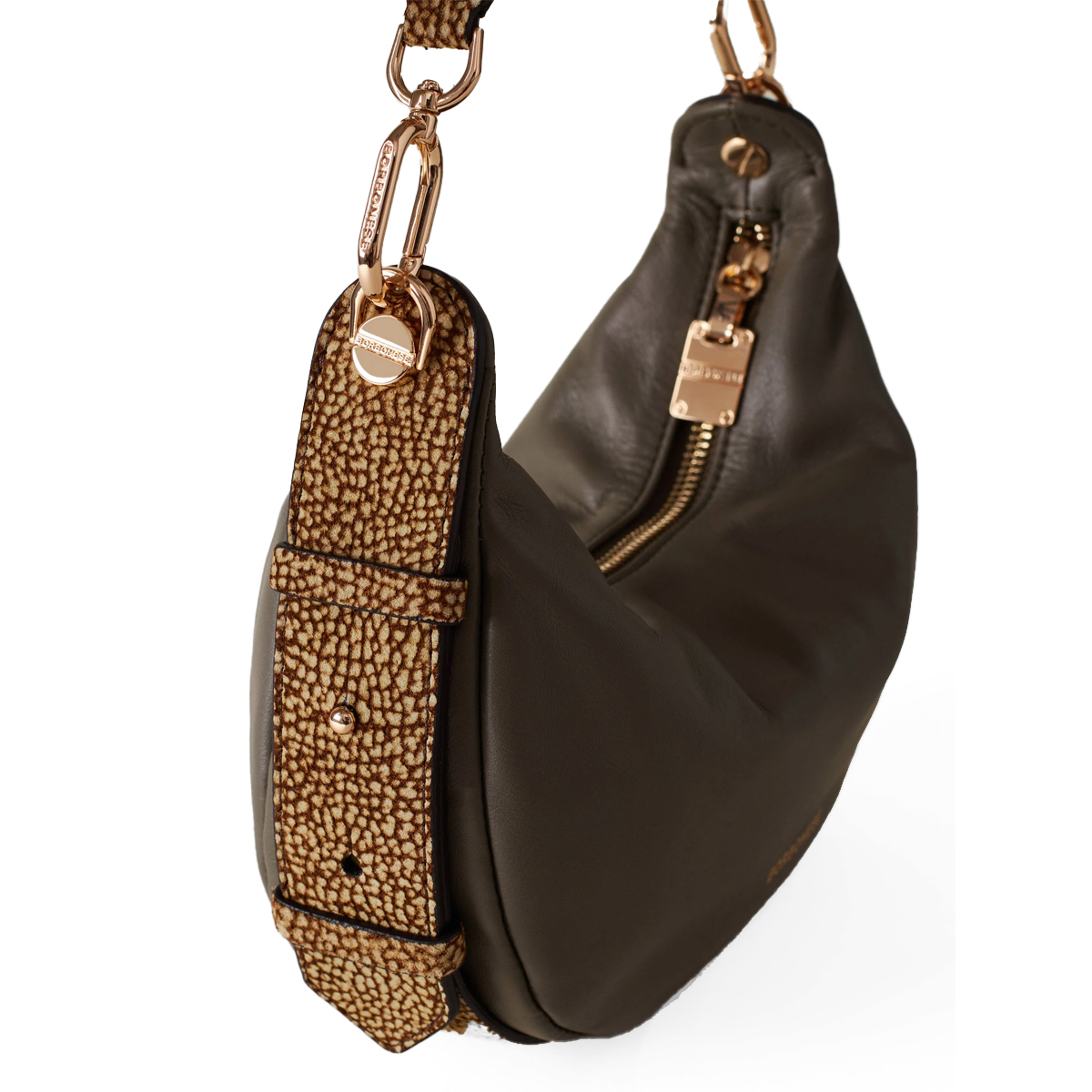 Borbonese Hobo Bag Oyster Small Clay Grey OP Naturale - 5 Borbonese Hobo Bag Oyster Small Clay Grey OP Naturale - 5