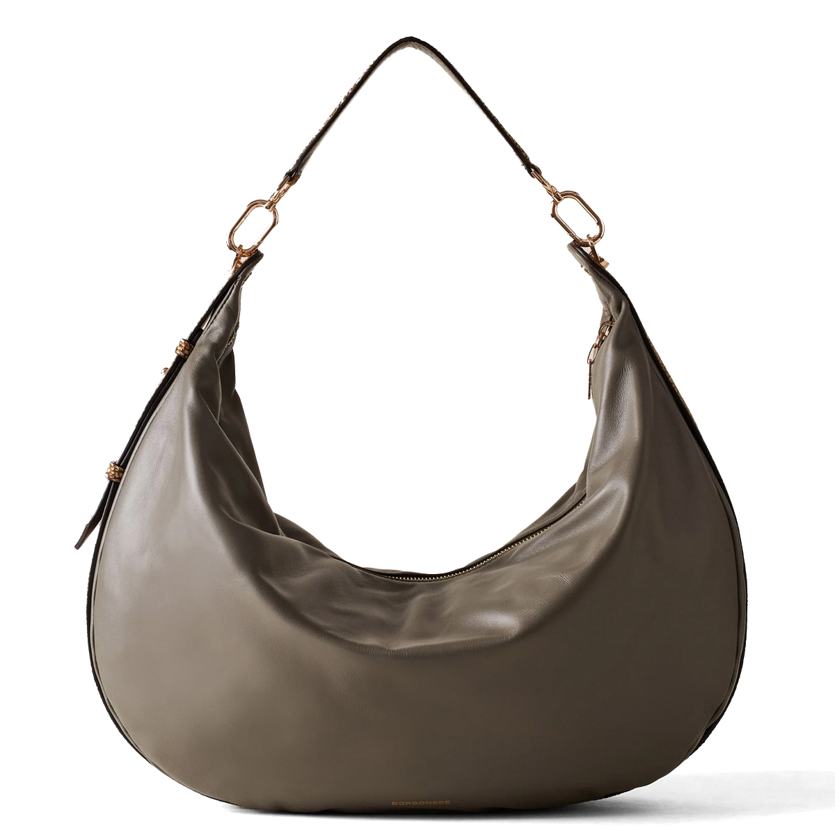 Borbonese Hobo Bag Oyster Large Clay Grey OP Naturale - 3 Borbonese Hobo Bag Oyster Large Clay Grey OP Naturale - 3