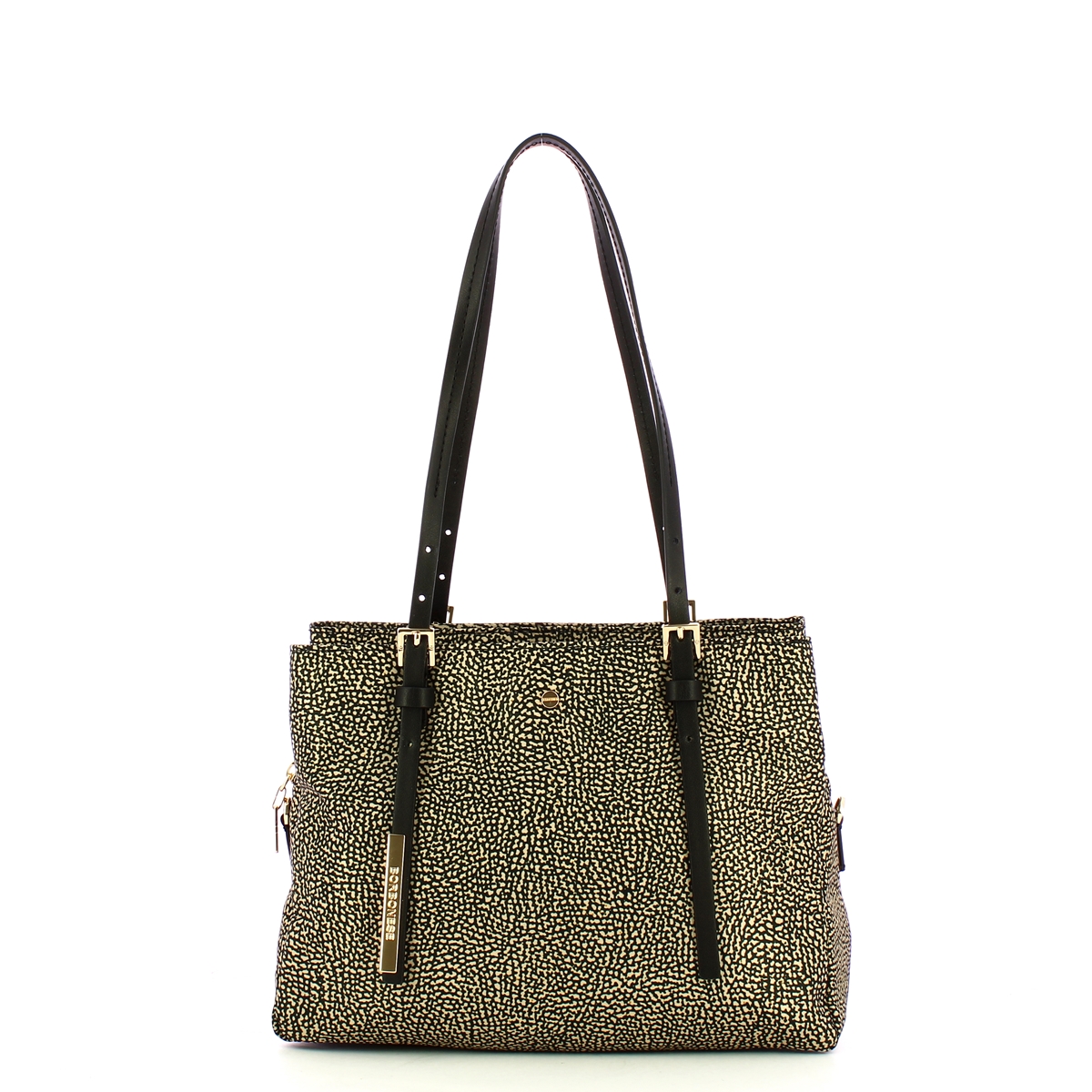 Borbonese Borsa a spalla Medium OP Naturale Nero - 1 Borbonese Borsa a spalla Medium OP Naturale Nero - 1