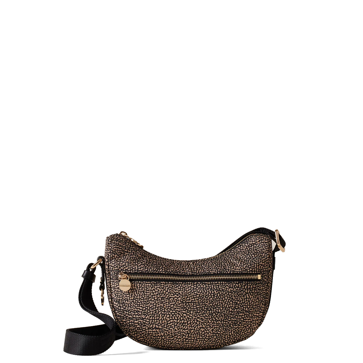 Borbonese Mini Borsa Luna Bag con taschino in Nylon Riciclato OP Naturale Nero - 1 Borbonese Mini Borsa Luna Bag con taschino in Nylon Riciclato OP Naturale Nero - 1
