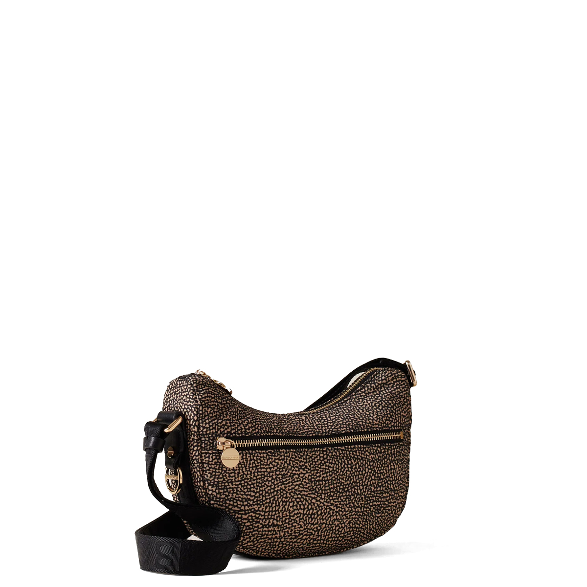 Borbonese Mini Borsa Luna Bag con taschino in Nylon Riciclato OP Naturale Nero - 2 Borbonese Mini Borsa Luna Bag con taschino in Nylon Riciclato OP Naturale Nero - 2