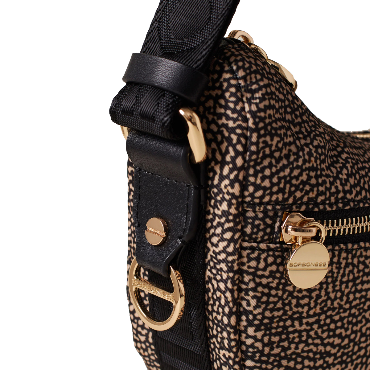 Borbonese Mini Borsa Luna Bag con taschino in Nylon Riciclato OP Naturale Nero - 4 Borbonese Mini Borsa Luna Bag con taschino in Nylon Riciclato OP Naturale Nero - 4
