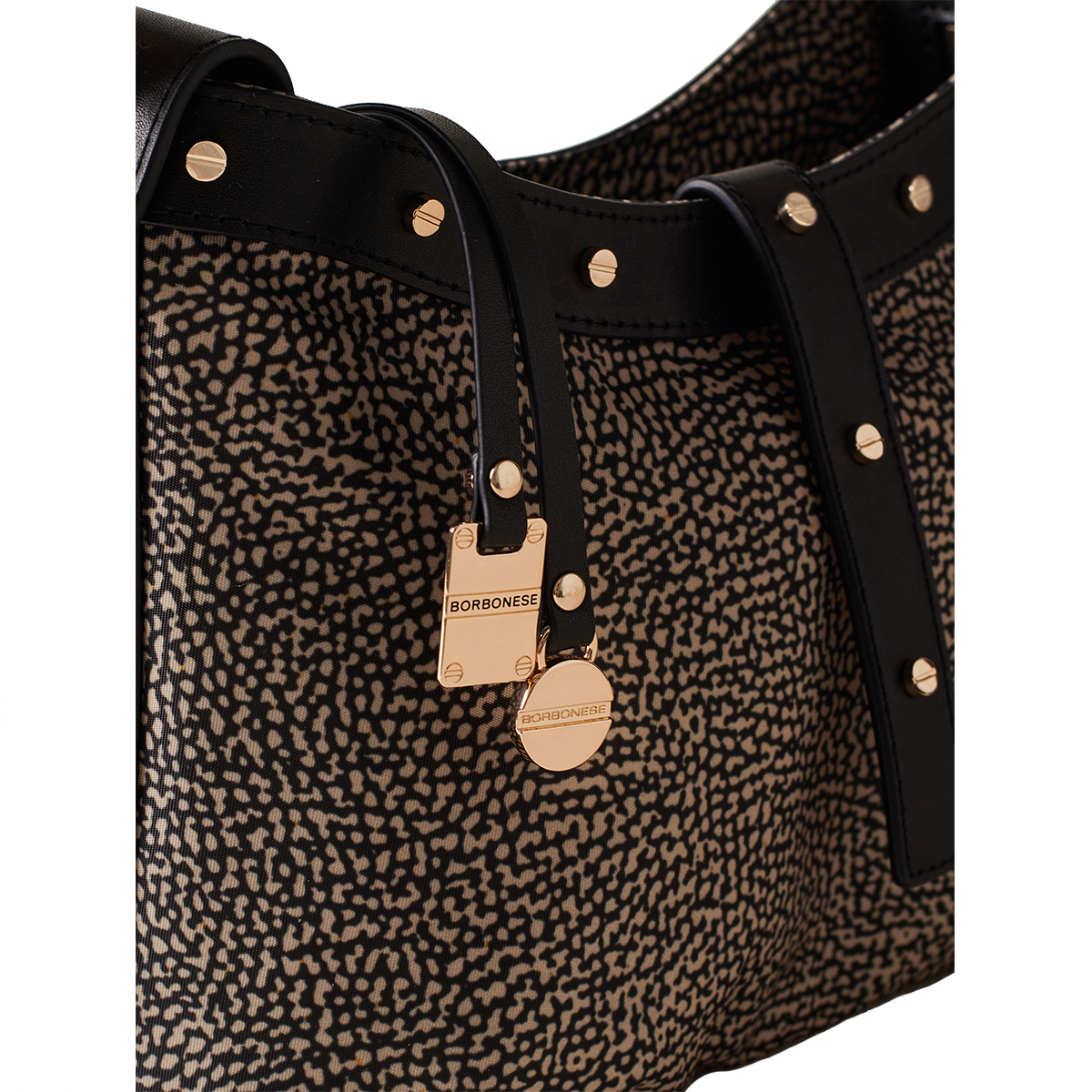 Borbonese Borsa a spalla Hobo Mini OP Naturale Nero - 4