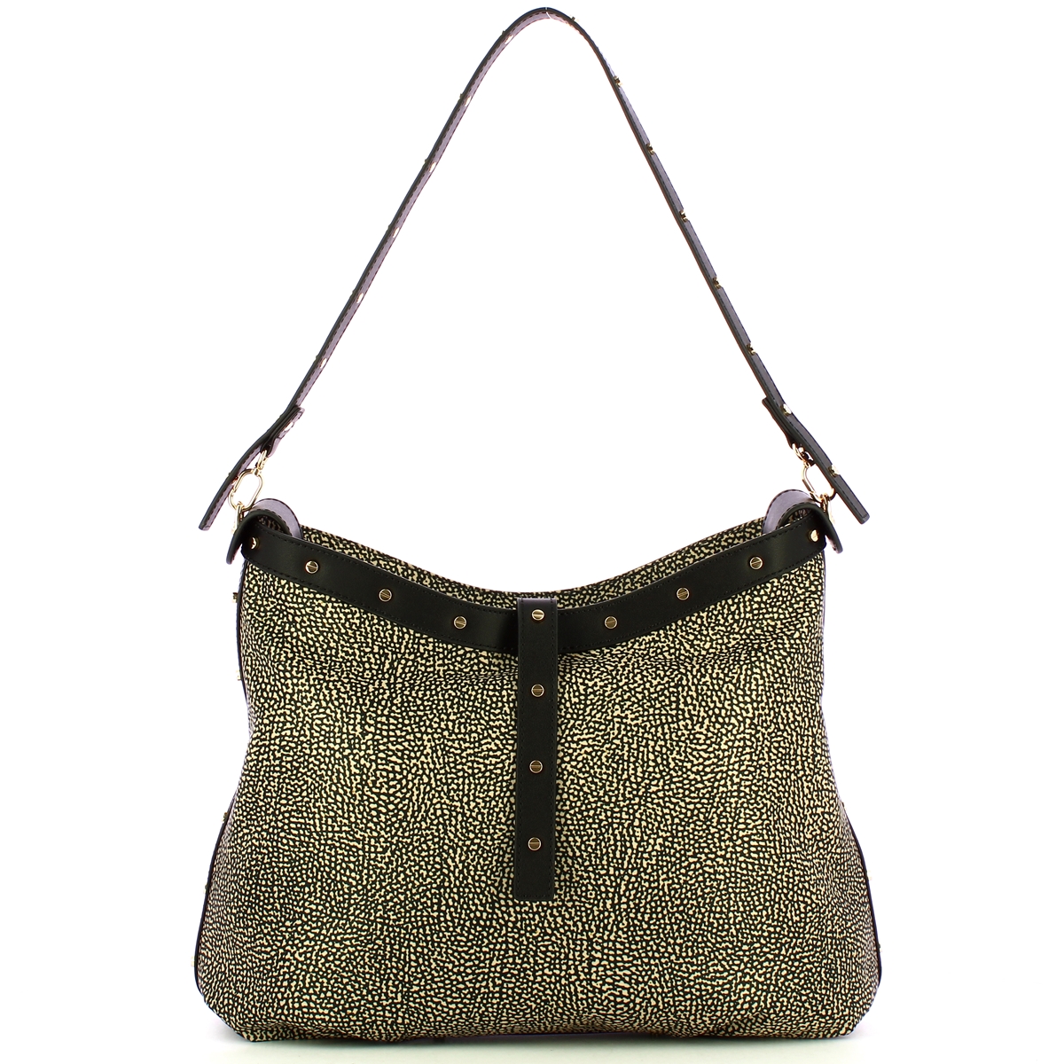 Borbonese Borsa a spalla Hobo Medium OP Naturale Nero - 1