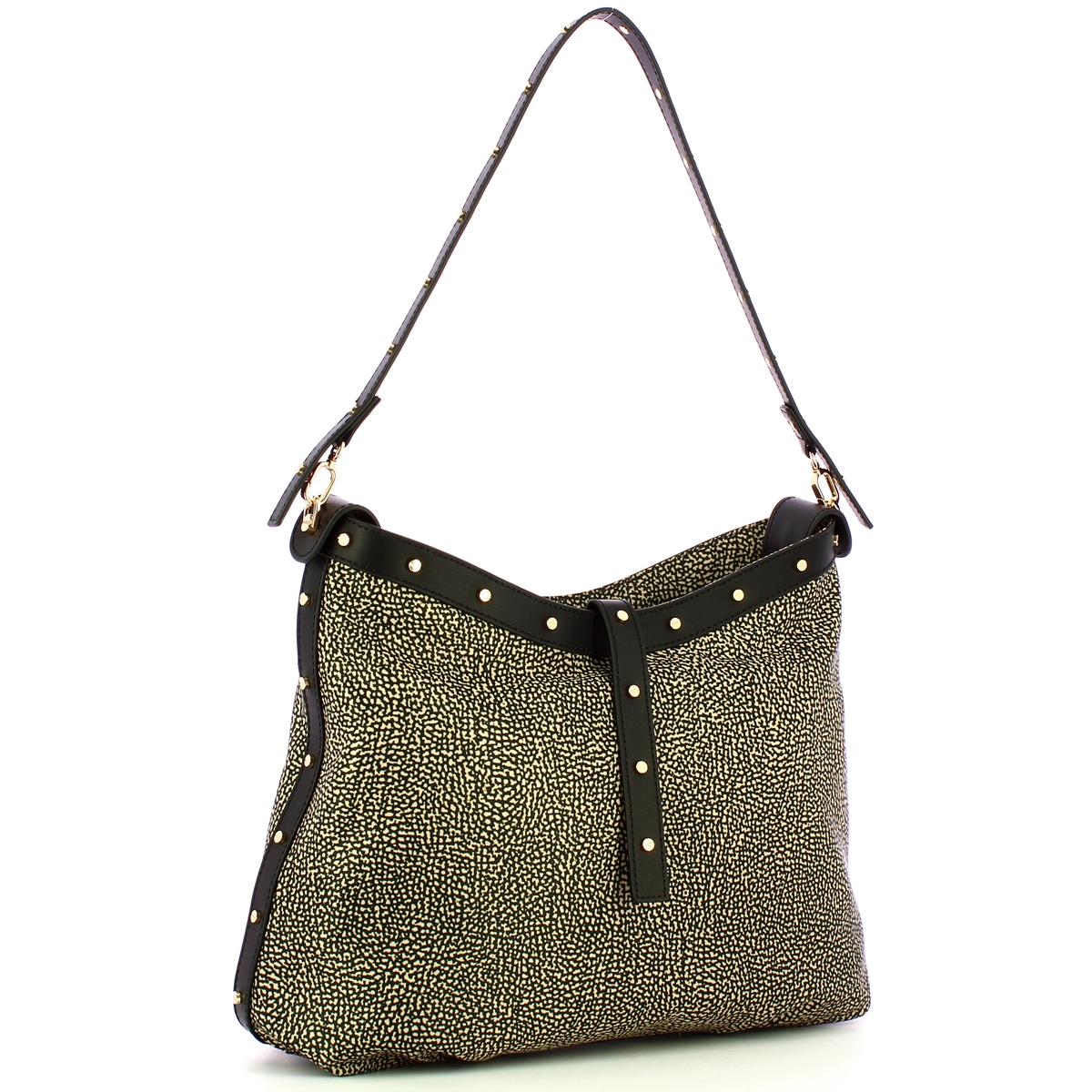 Borbonese Borsa a spalla Hobo Medium OP Naturale Nero - 2