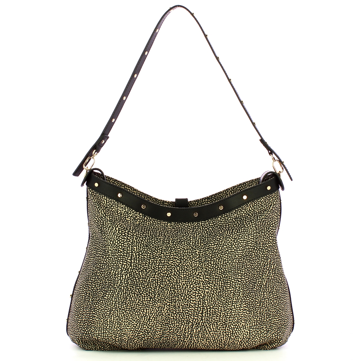 Borbonese Borsa a spalla Hobo Medium OP Naturale Nero - 3