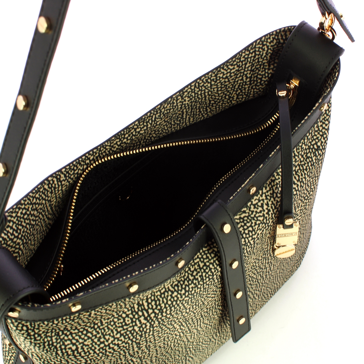 Borbonese Borsa a spalla Hobo Medium OP Naturale Nero - 4