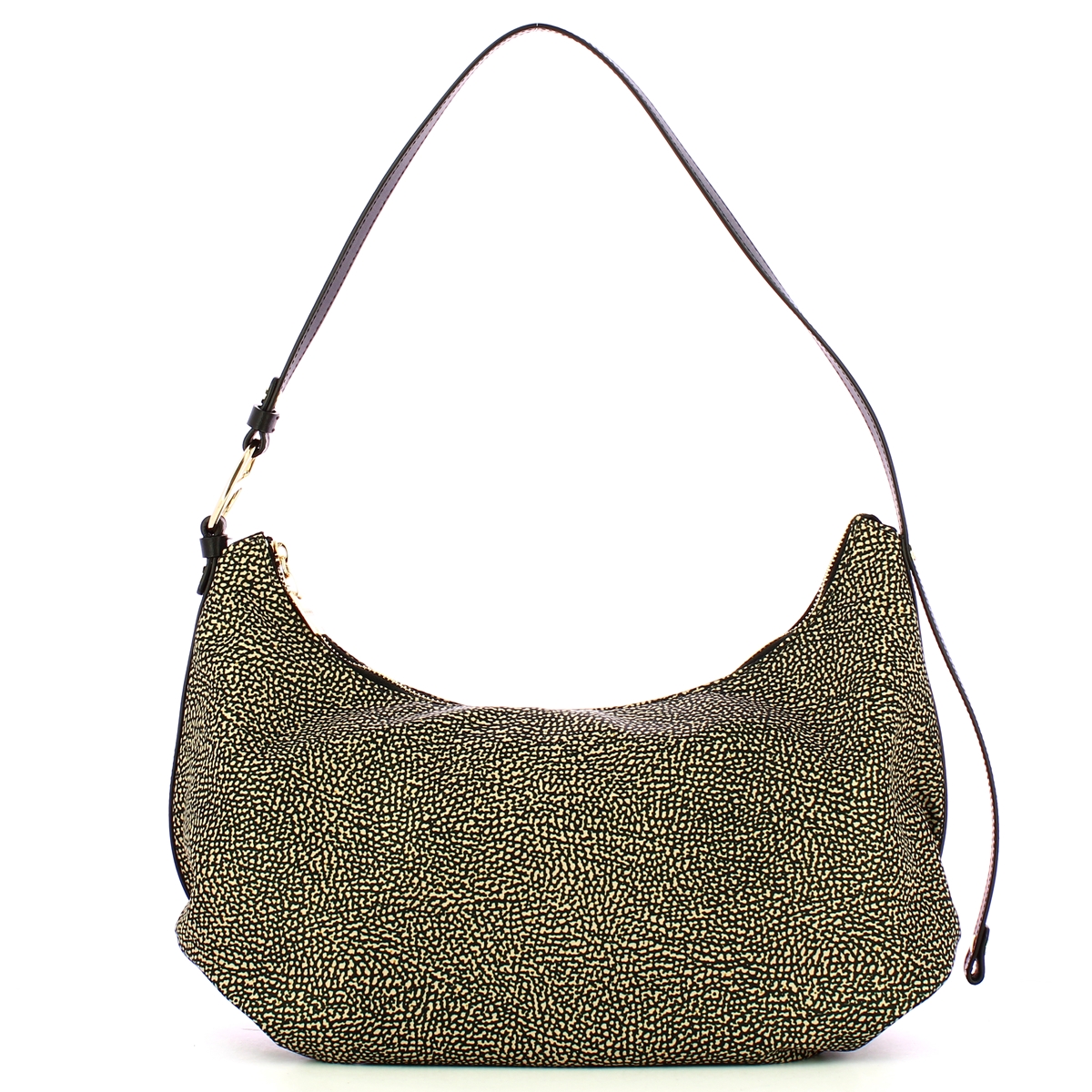Borbonese Hobo Medium OP Naturale Nero - 1 Borbonese Hobo Medium OP Naturale Nero - 1
