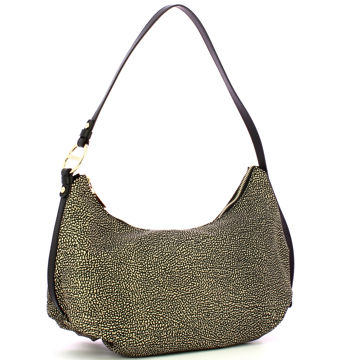 Borbonese Hobo Medium OP Naturale Nero - 2 Borbonese Hobo Medium OP Naturale Nero - 2