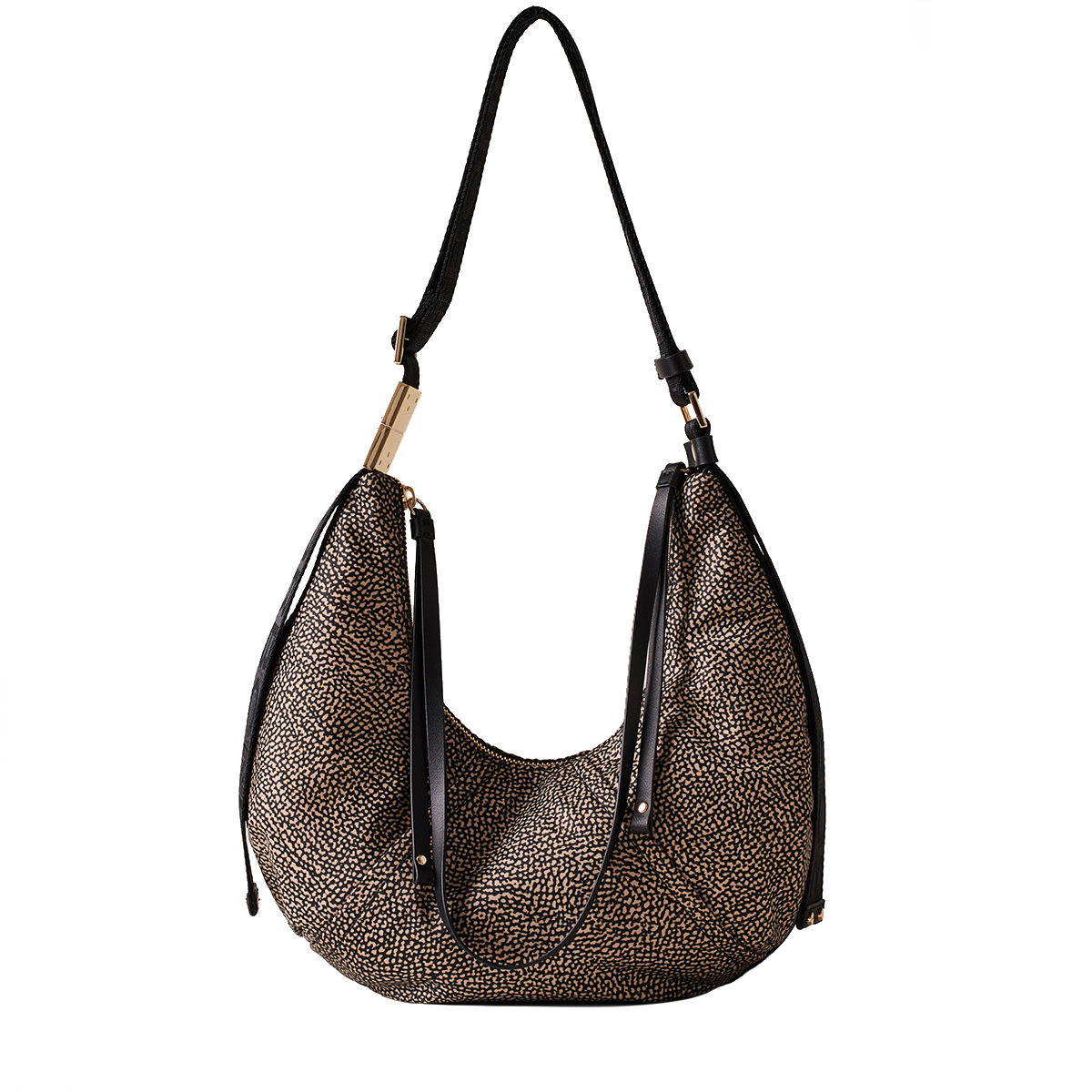 Borbonese Borsa Hobo Small OP Naturale Nero - 1