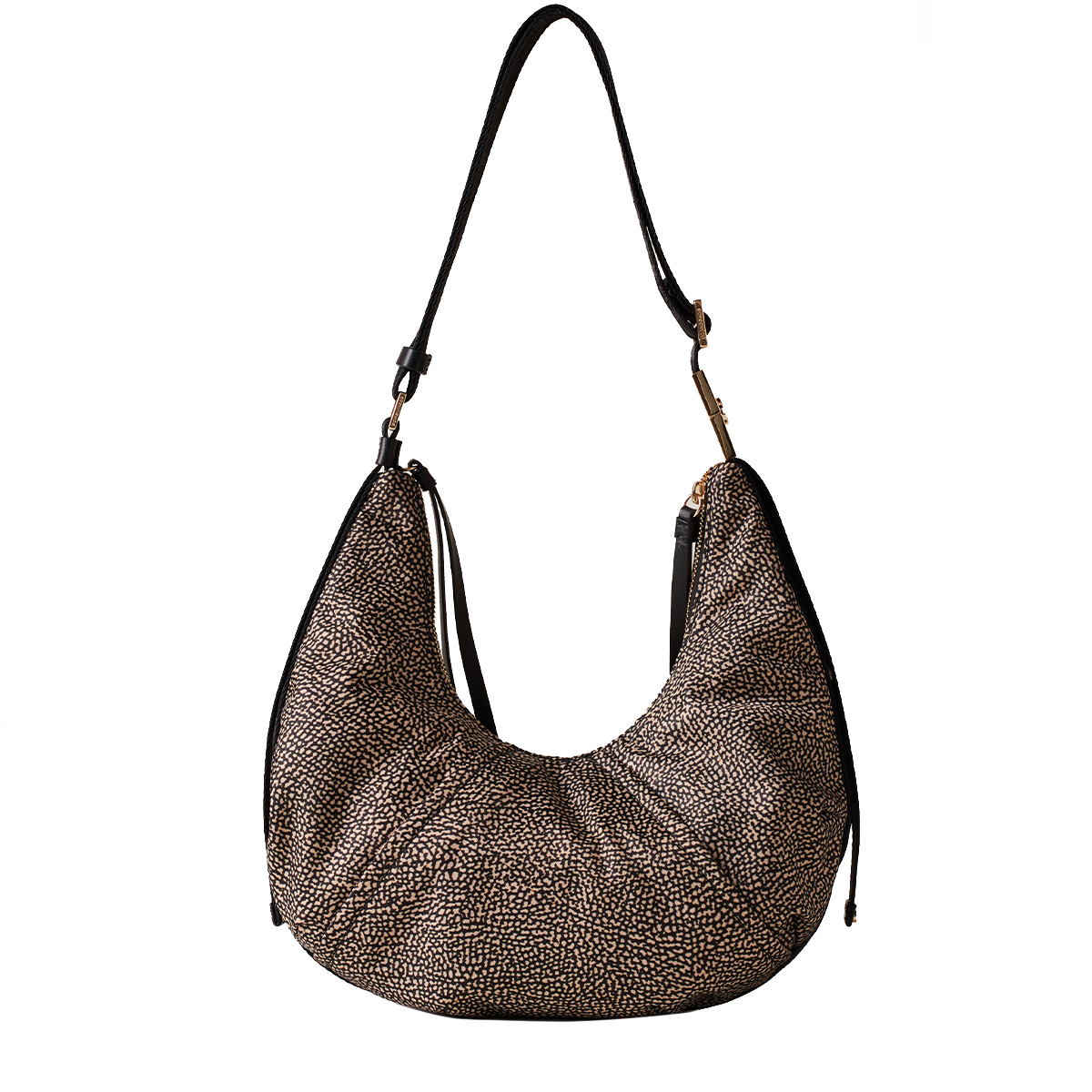 Borbonese Borsa Hobo Small OP Naturale Nero - 3