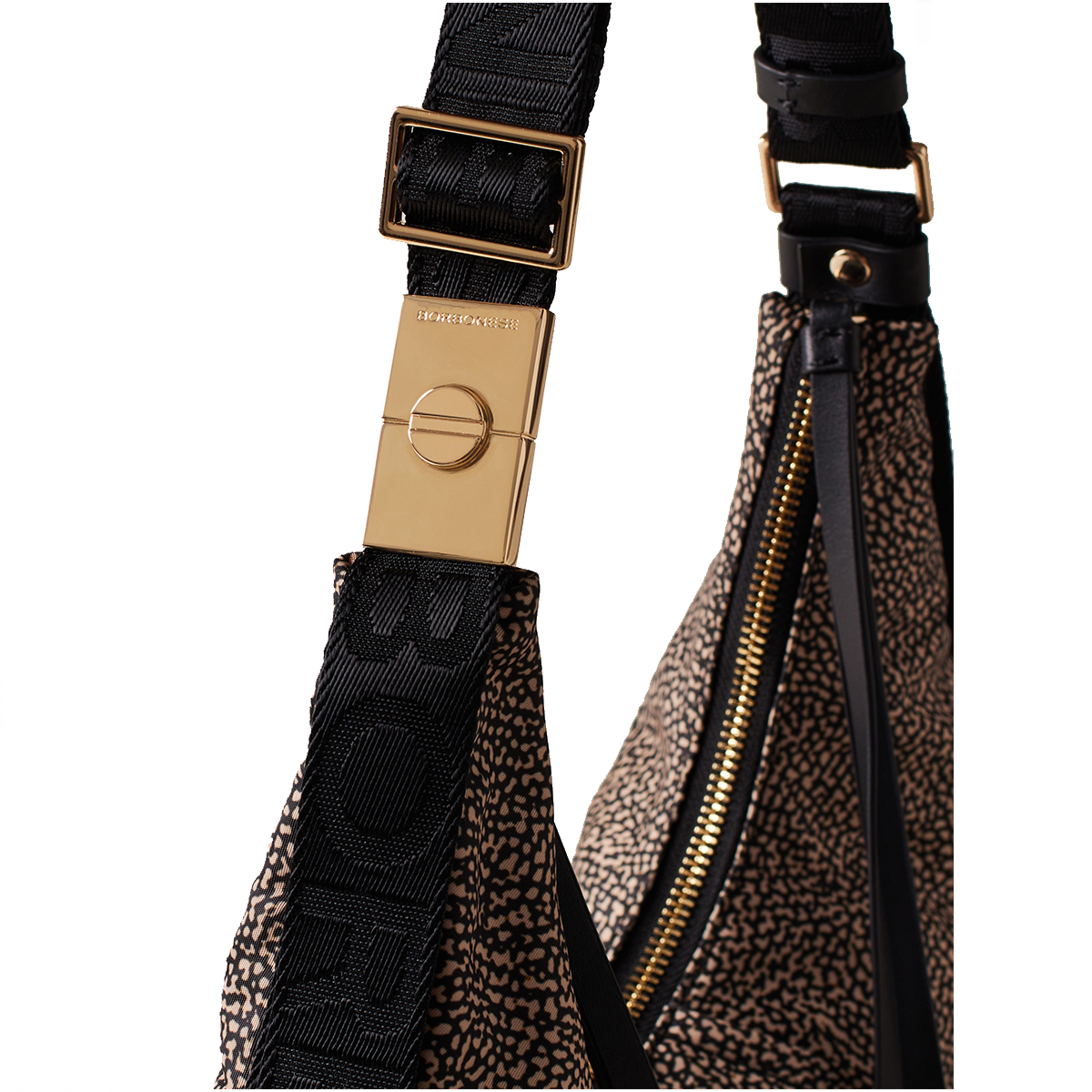 Borbonese Borsa Hobo Small OP Naturale Nero - 4