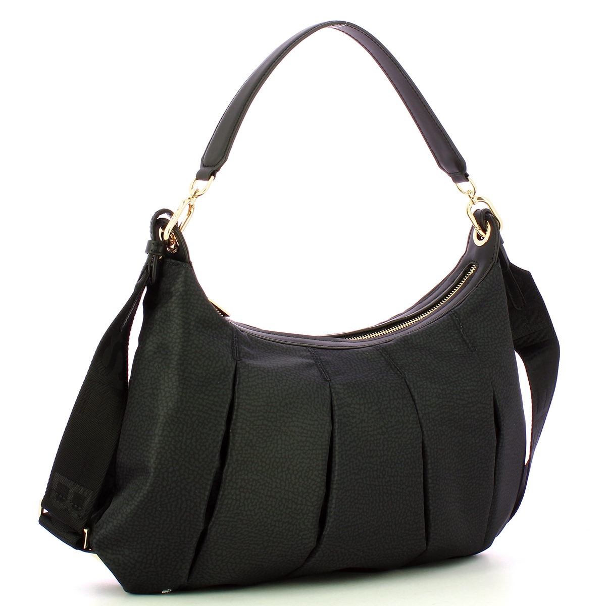 Borbonese Hobo Medium Dark Black - 2 Borbonese Hobo Medium Dark Black - 2