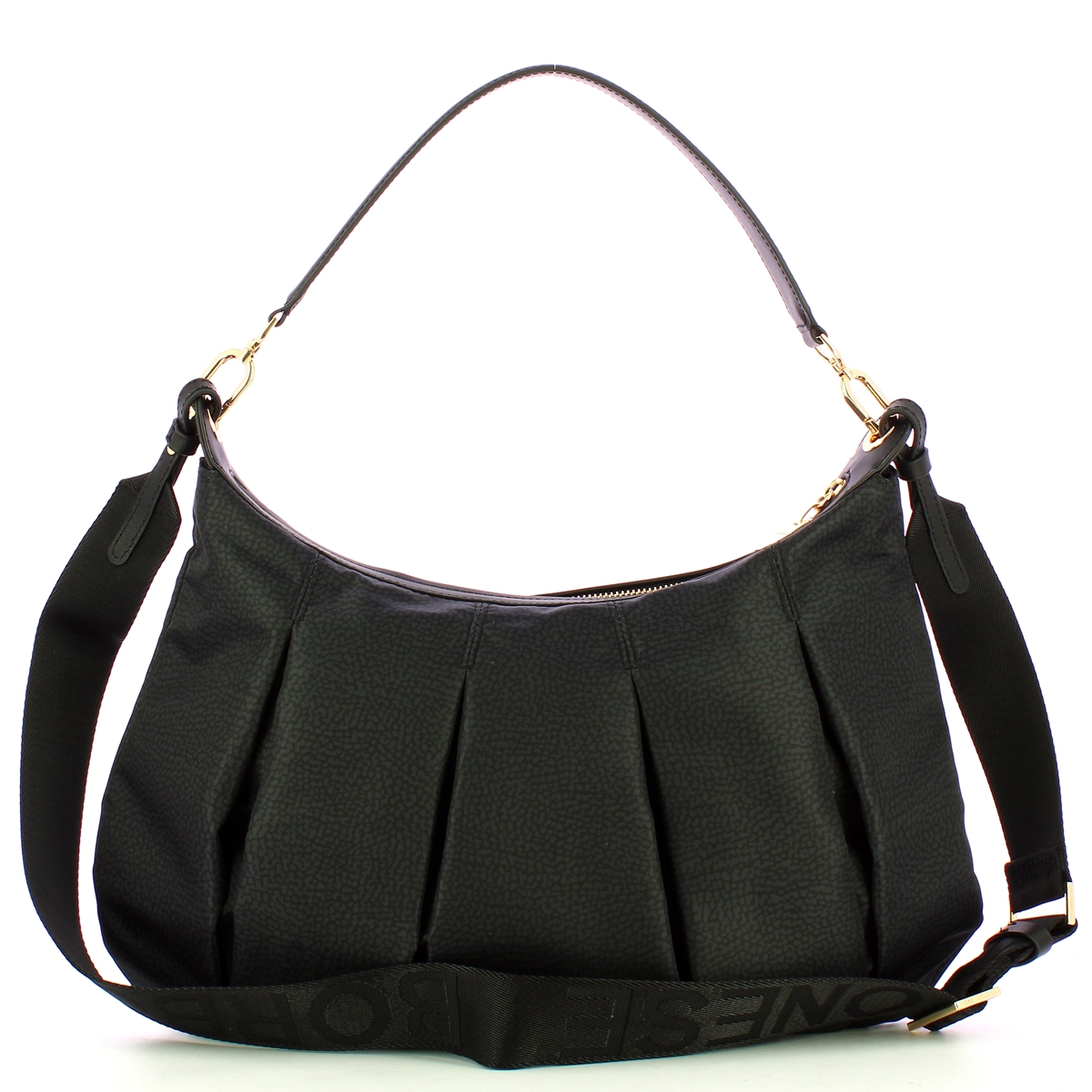Borbonese Hobo Medium Dark Black - 3 Borbonese Hobo Medium Dark Black - 3
