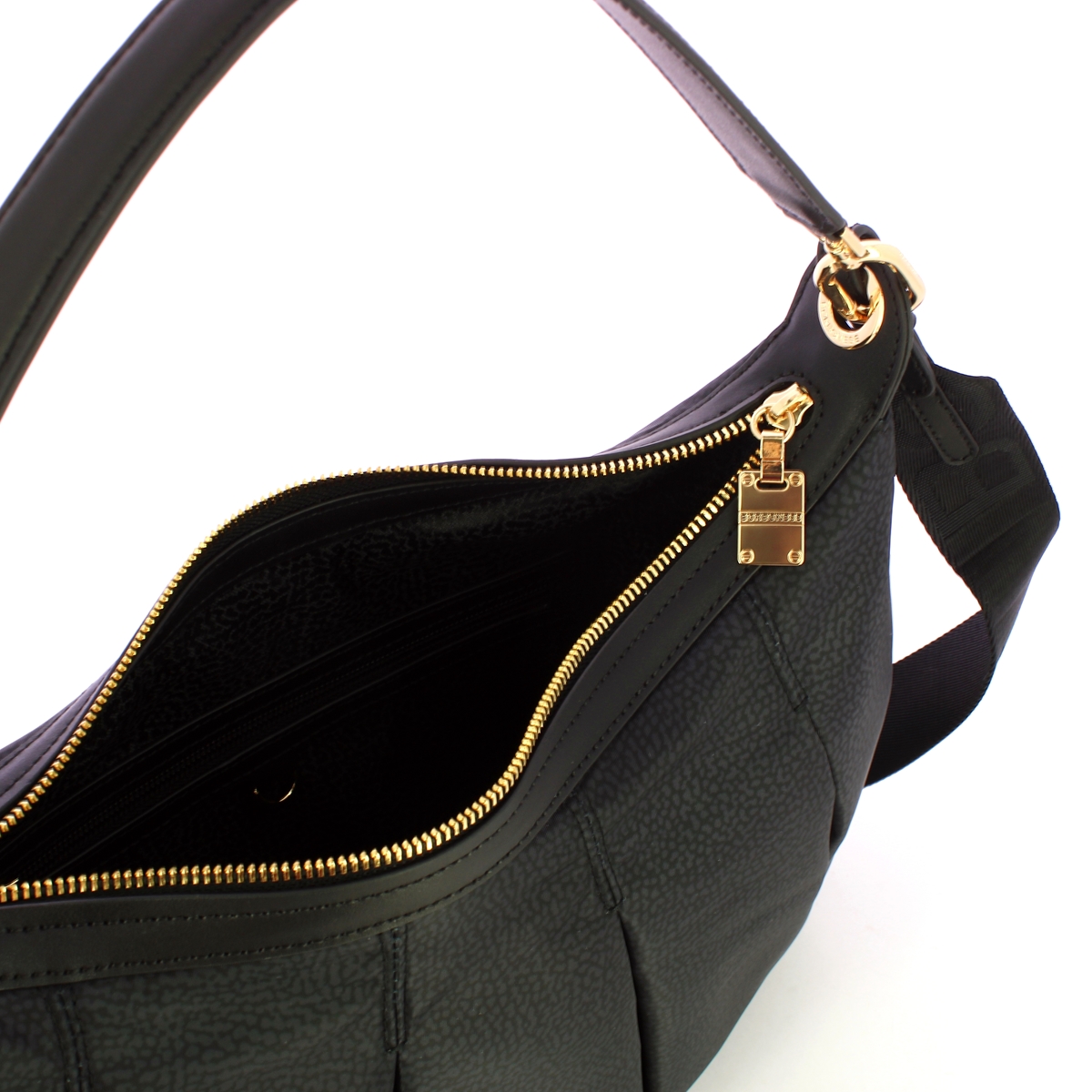 Borbonese Hobo Medium Dark Black - 4 Borbonese Hobo Medium Dark Black - 4