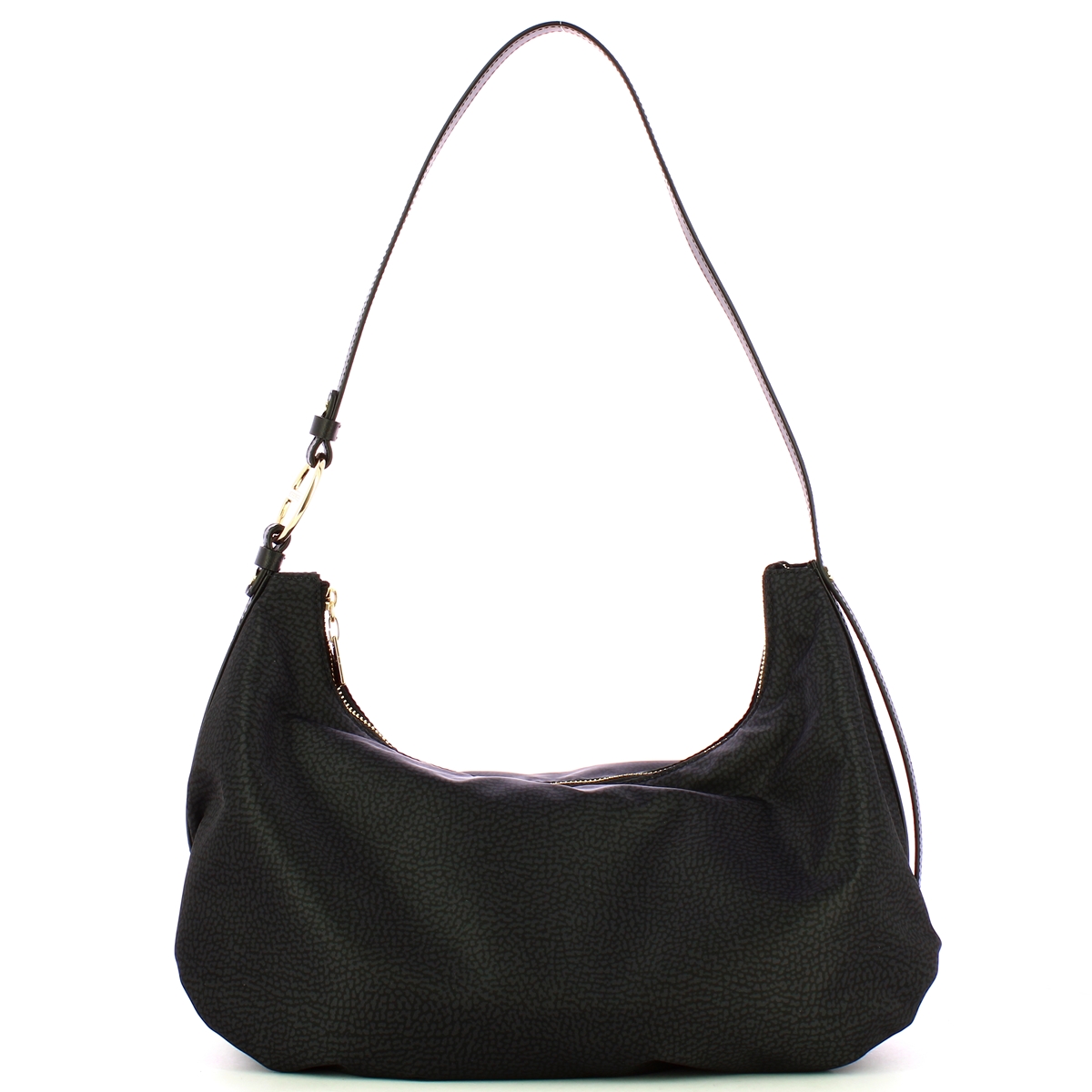 Borbonese Hobo Medium Dark Black - 1 Borbonese Hobo Medium Dark Black - 1