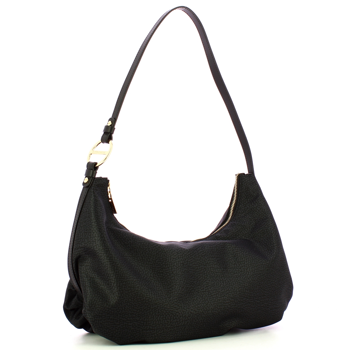 Borbonese Hobo Medium Dark Black - 2 Borbonese Hobo Medium Dark Black - 2