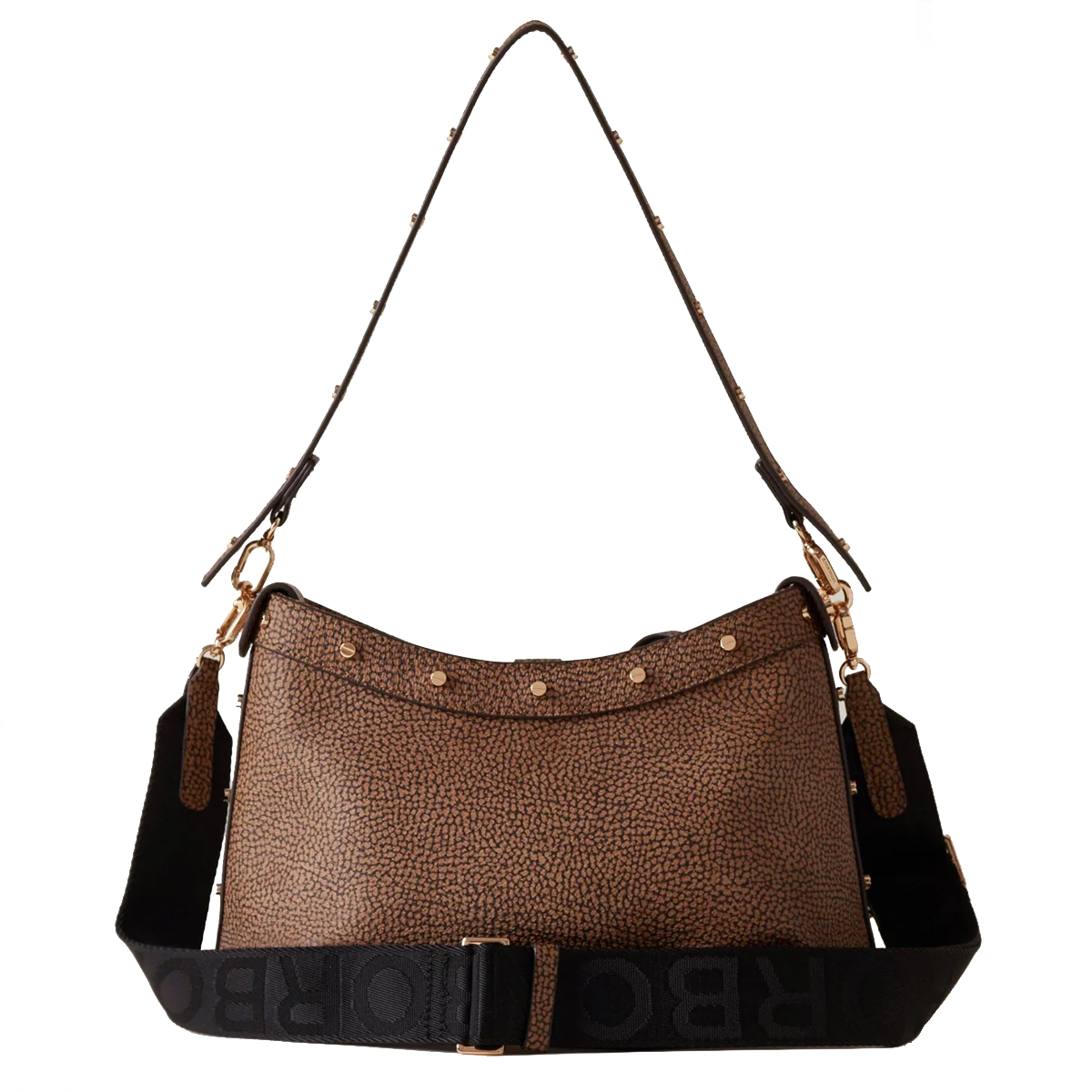 Borbonese Borsa a spalla Metropole Hobo Mini OP Naturale Nero - 4 Borbonese Borsa a spalla Metropole Hobo Mini OP Naturale Nero - 4
