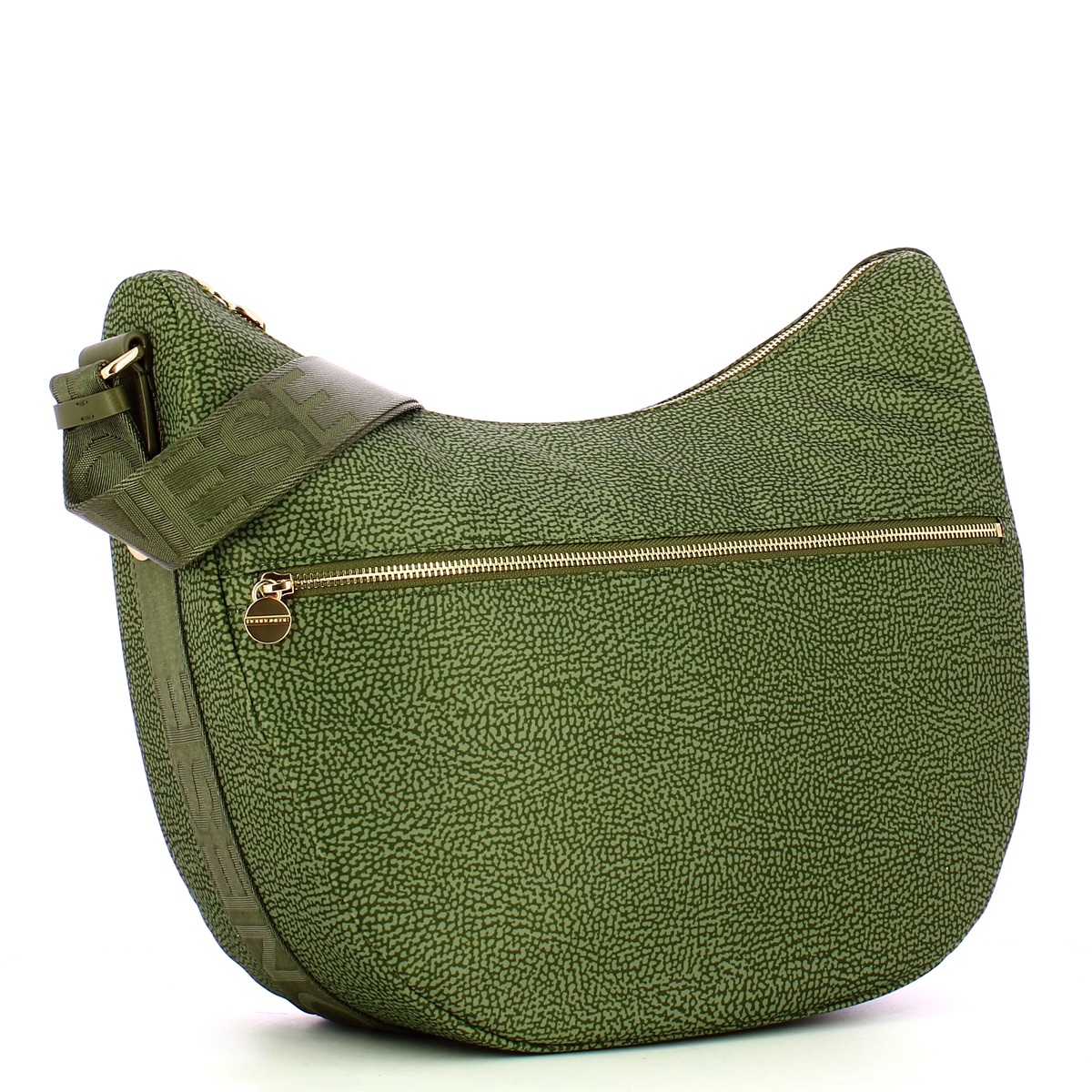 Borbonese Borsa Luna Bag Medium con taschino in Nylon Riciclato Verde Militare - 2