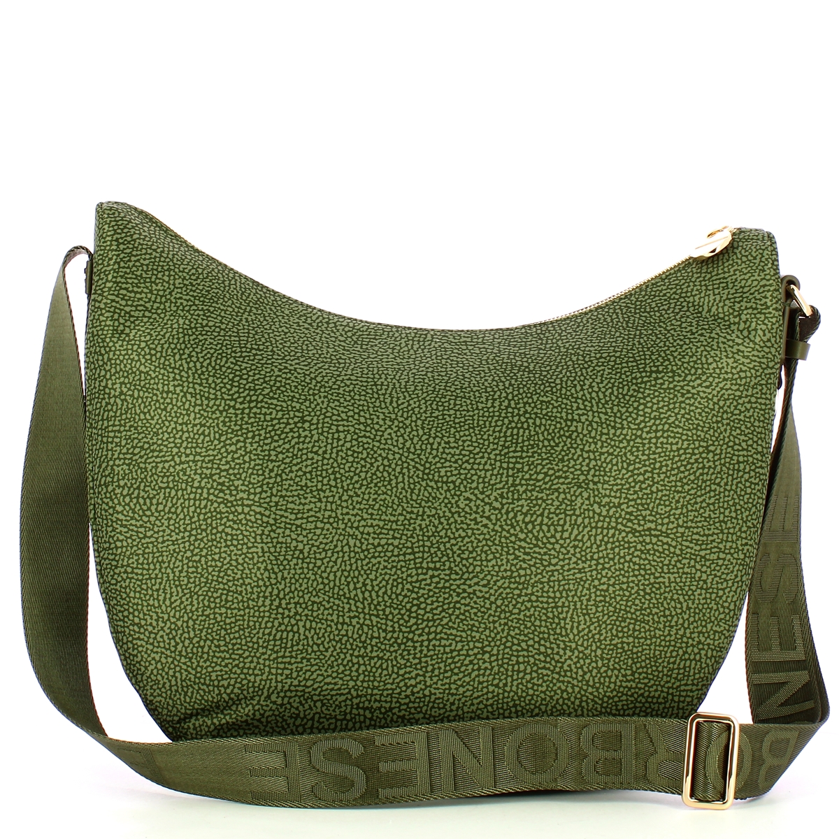 Borbonese Borsa Luna Bag Medium con taschino in Nylon Riciclato Verde Militare - 3